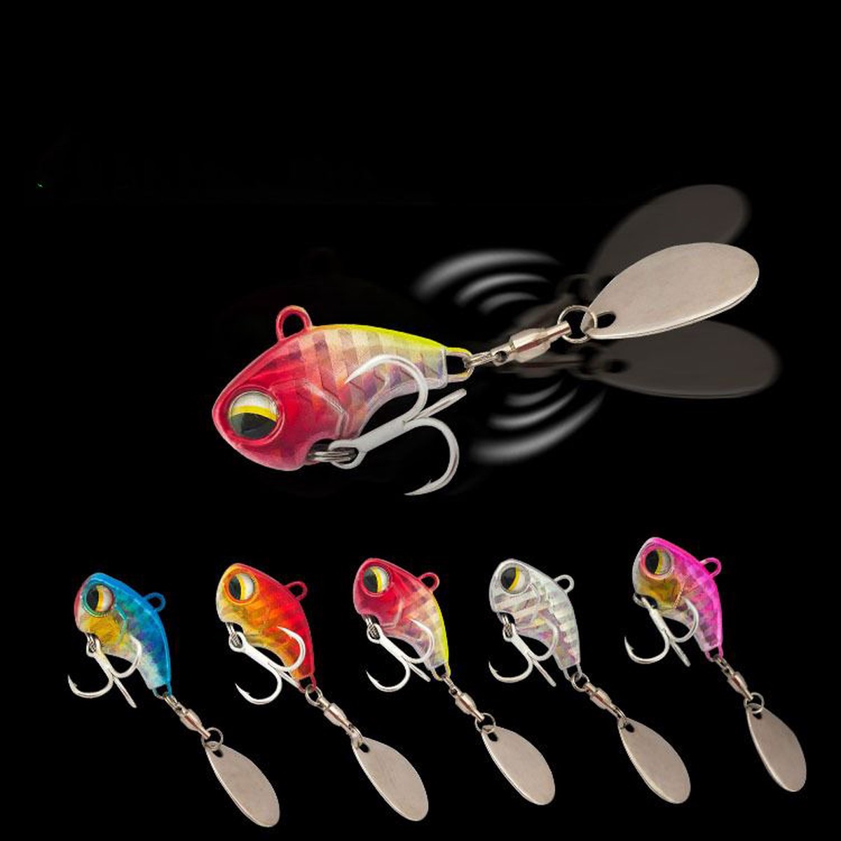 2pc 6.5/10/15/20g metal VIB submersible fishing lure with spinner tail