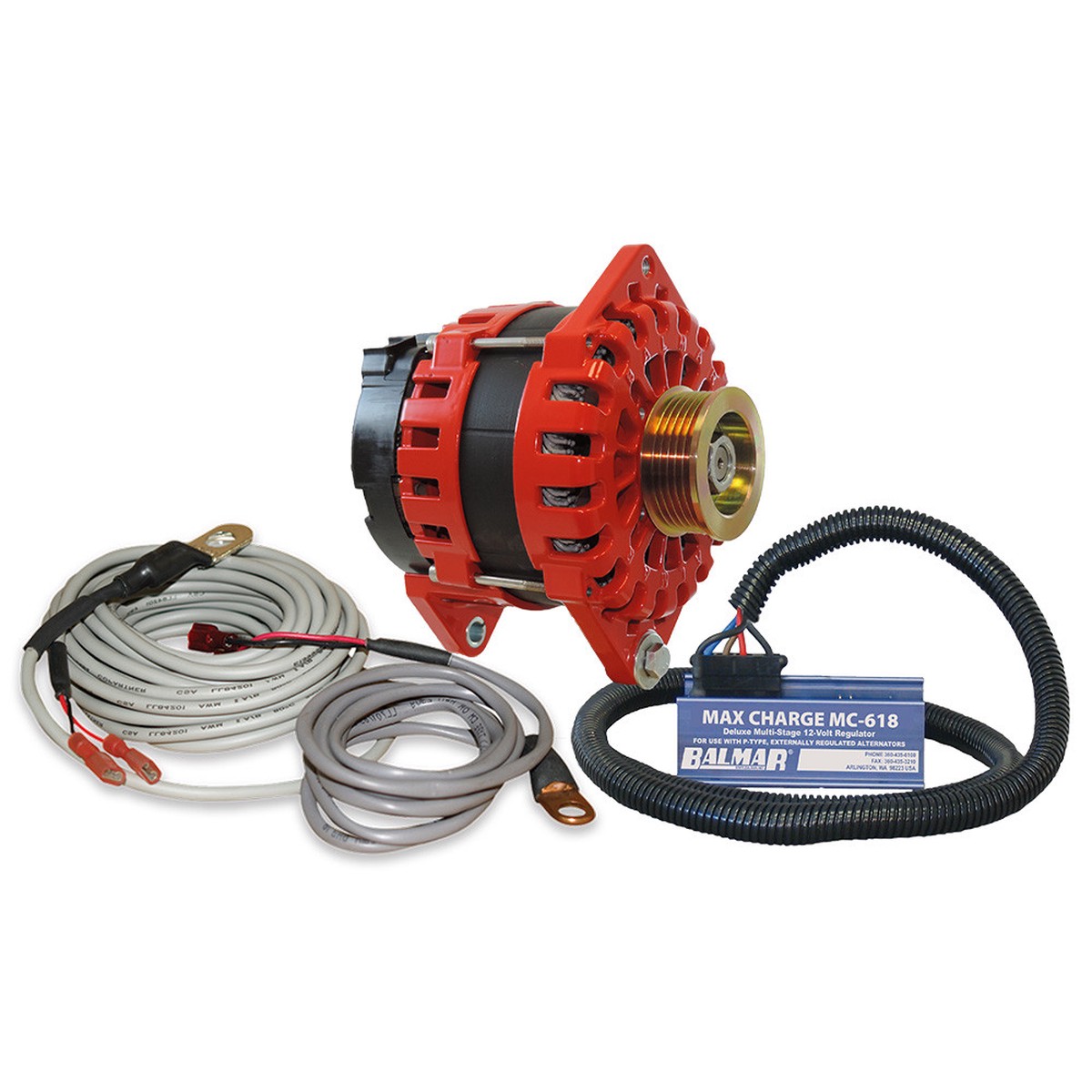 Balmar Alternator 250 AMP Kit 12V 3.15" Dual Foot Saddle K6 Pulley Regulator Temp Sensor