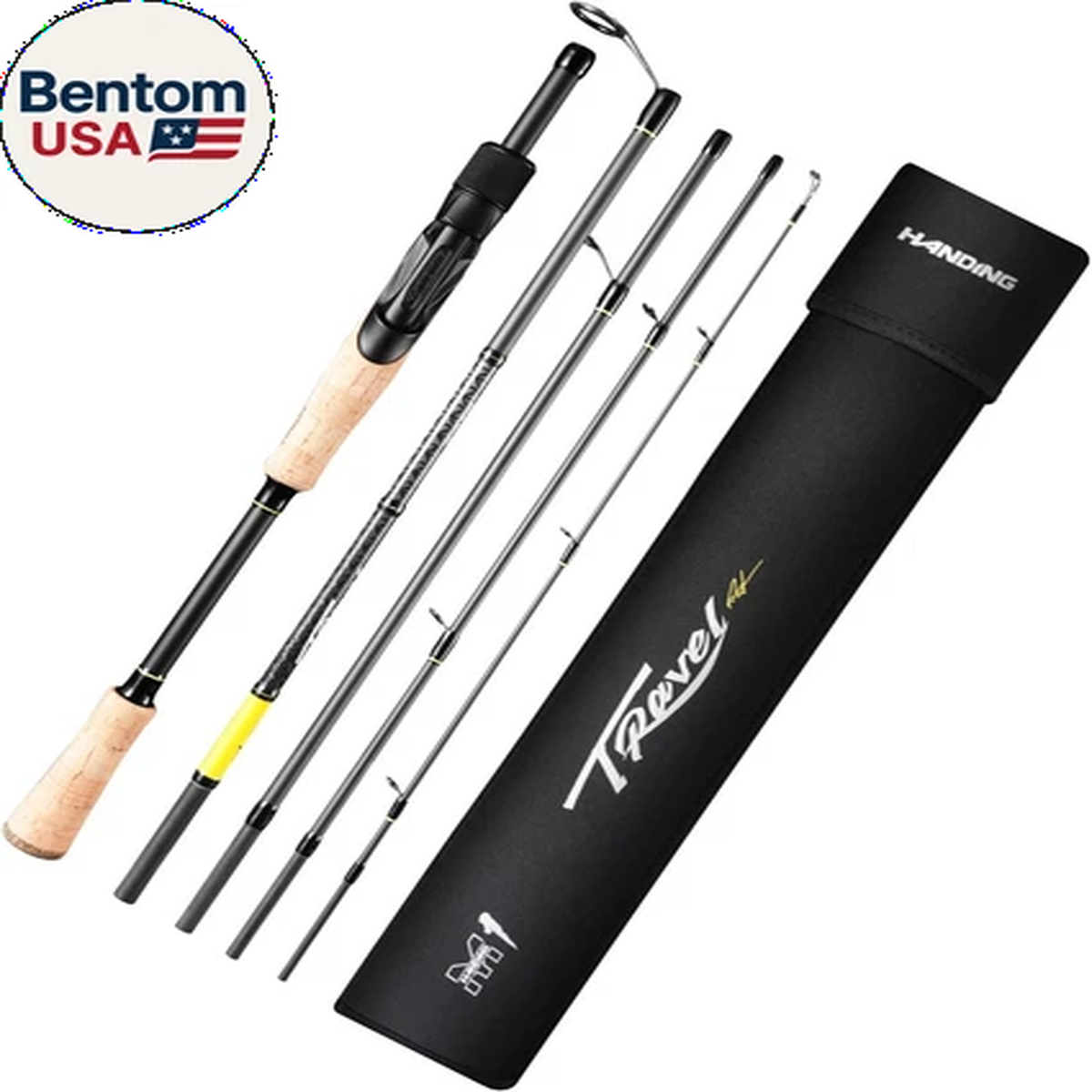 M1 Travel Fishing Rod, 5/6-Piece Travel Spinning Rod & Baitcaster Rod for Largem