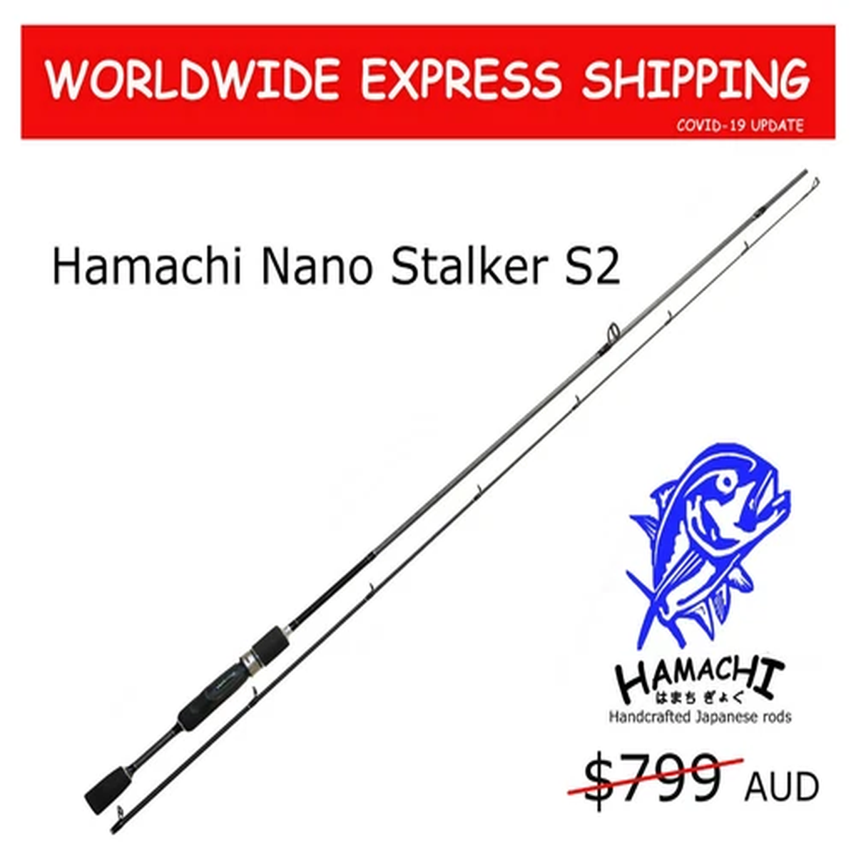 Hamachi Nano Stalker S2 JDM 1-2kg ultra light Japanese spin fishing rod pole