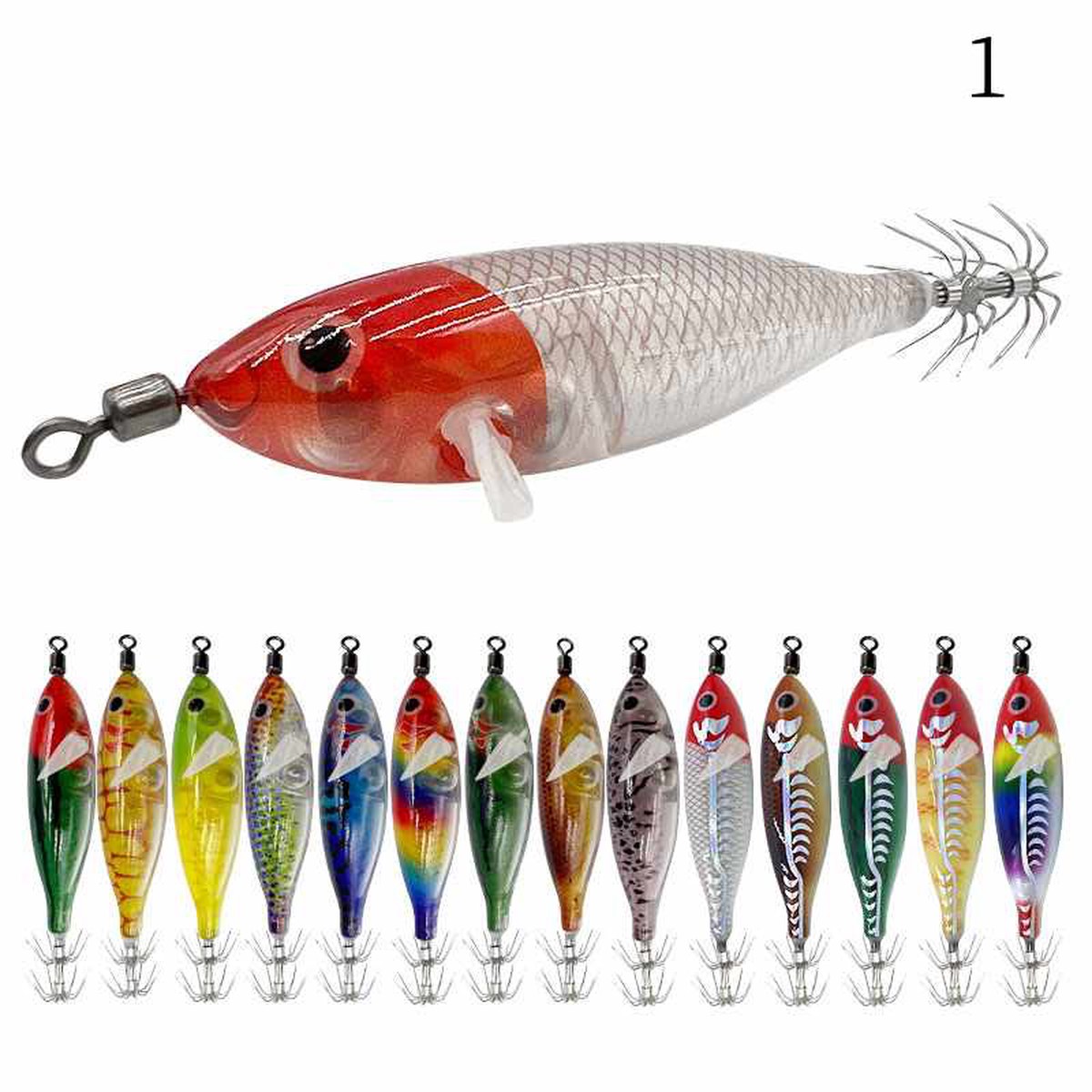 2 pc 8cm 5.7g Luminous simulated round-bellied shrimp with squid hook