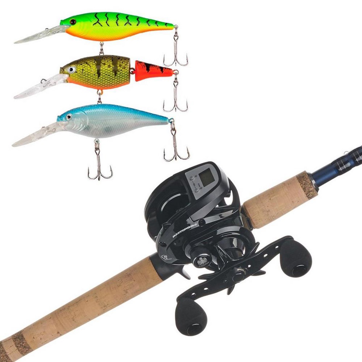 Abu Garcia Max Digital Line Counter Fenwick Eagle Trolling Combo w Baits
