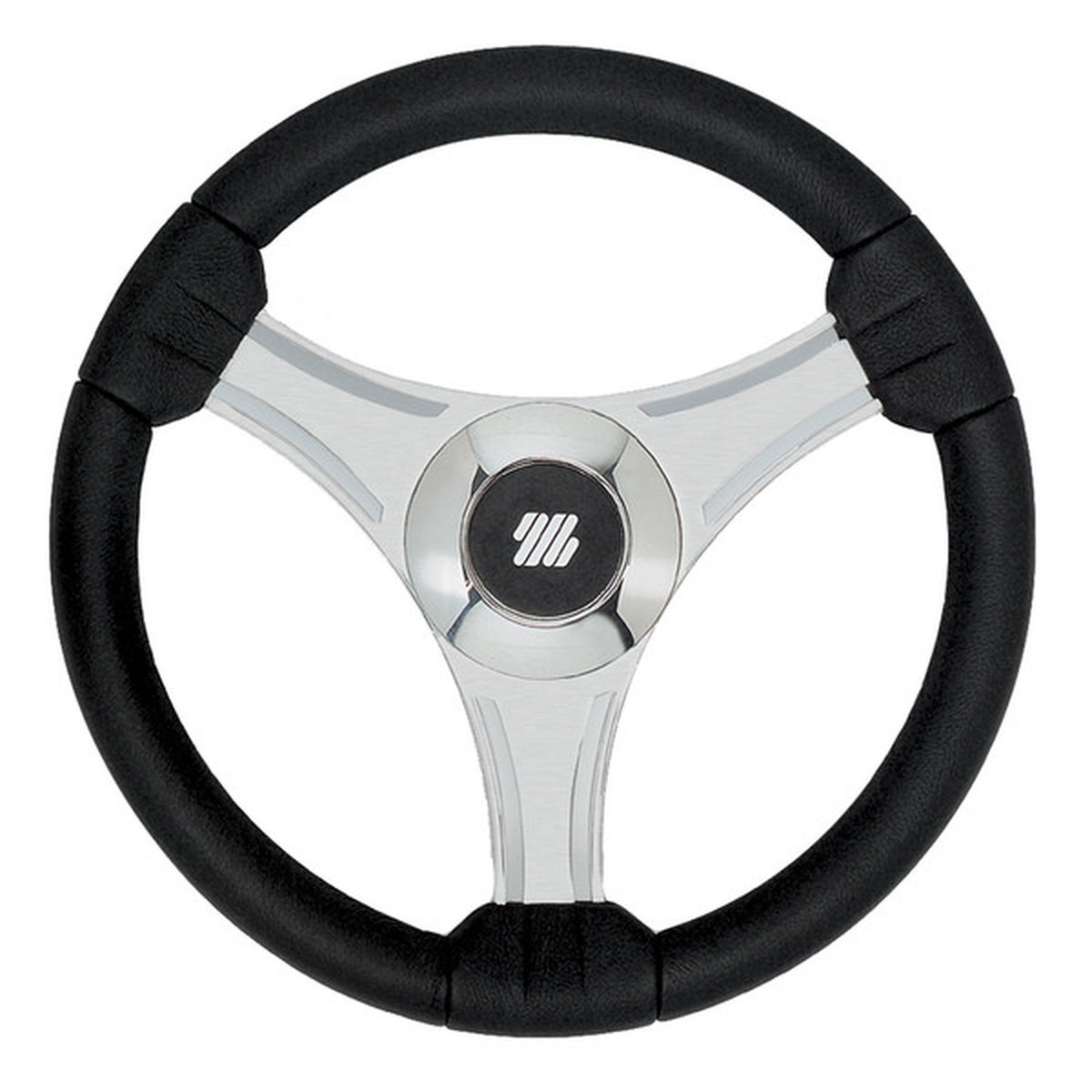 Uflex - Tavolara - 13.8" Black Polyurethane Steering Wheel w/Silver Spokes X62 Hub