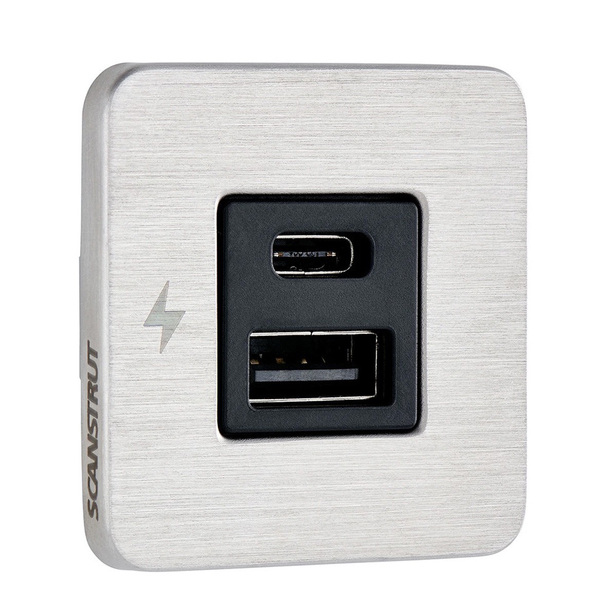 Scanstrut TILE USB-A/USB-C Interior Charging Socket - 12/24V - Stainless Steel Bezel - SC-TILE-11