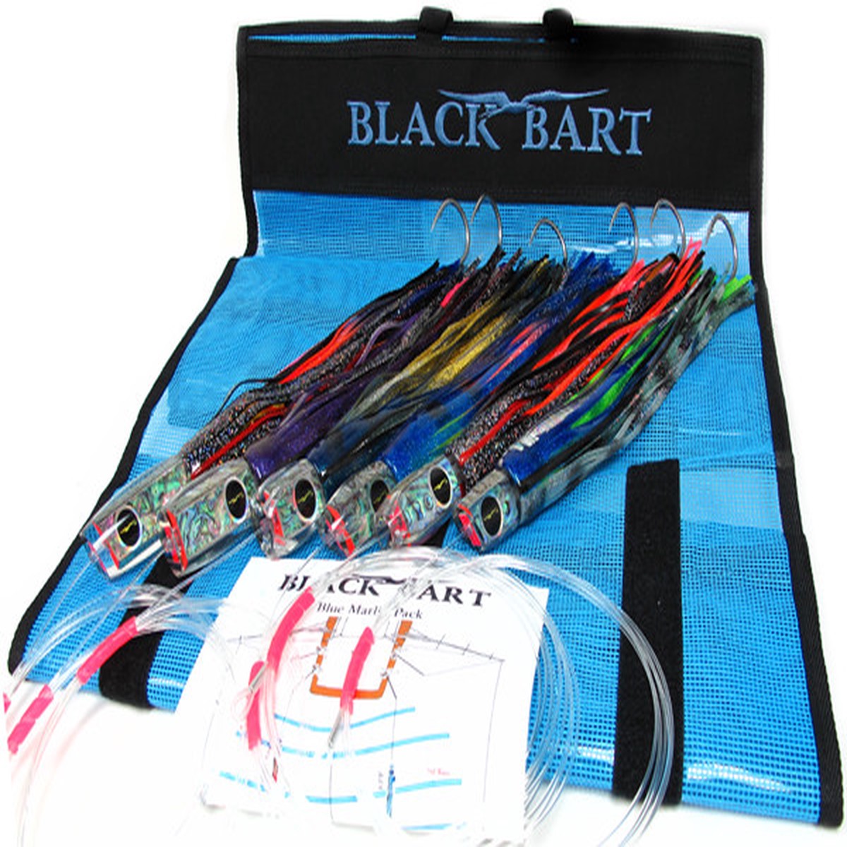 Black Bart Blue Marlin Rigged Lure Pack Single Hooks Mono