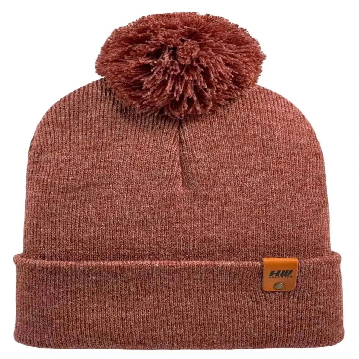Classic Cuffed Pom Pom Beanie, Rusty Burgundy