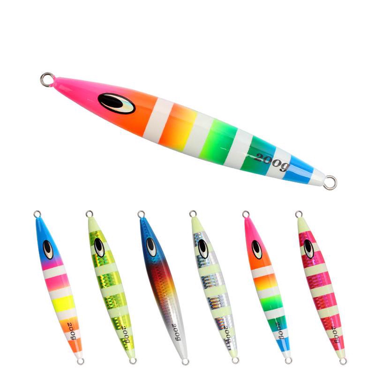 2pc 30/40/60/80/100/120/150/200/250g luminous jig lure