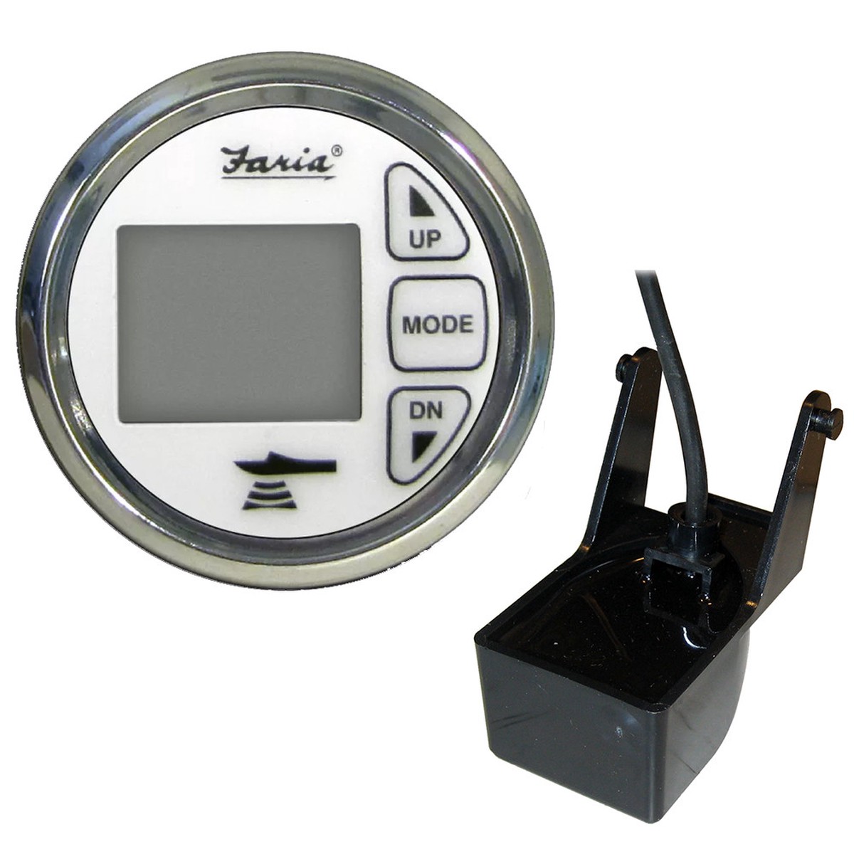 Faria Chesapeake White SS 2" Dual Depth Temp Sounder w/Transom Mount Transducer