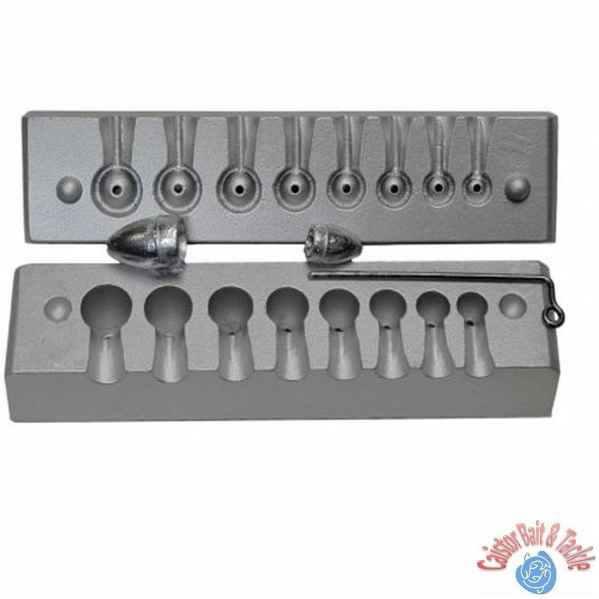 Aluminium mould for inline bullet sinkers from 2.5g-13g Weights and leads