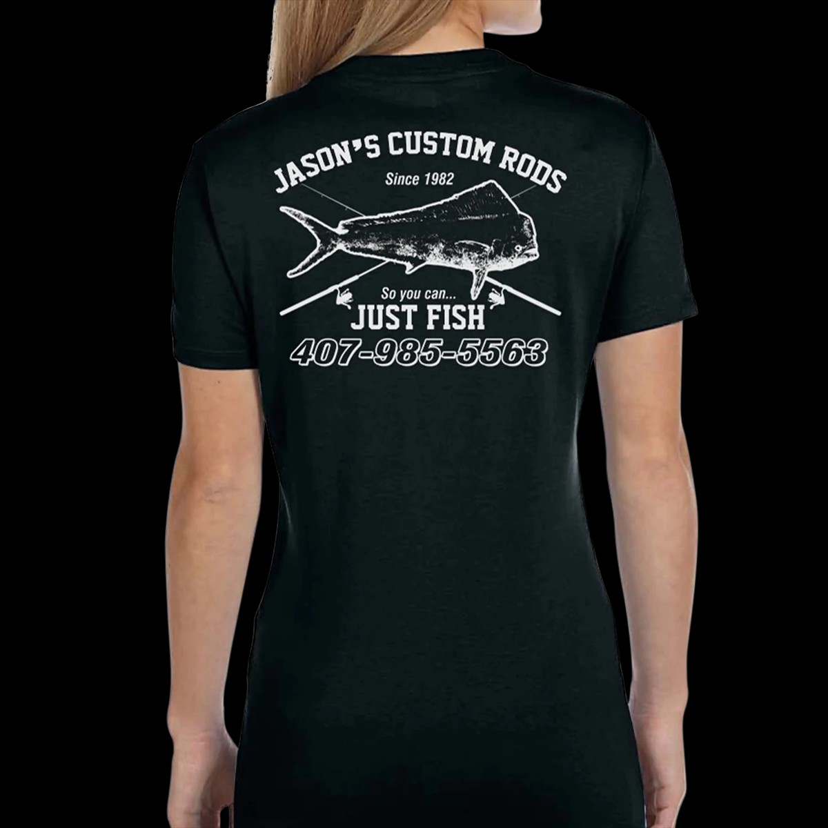 Women's Custom T-Shirt: Vintage Distressed Fish and Rods