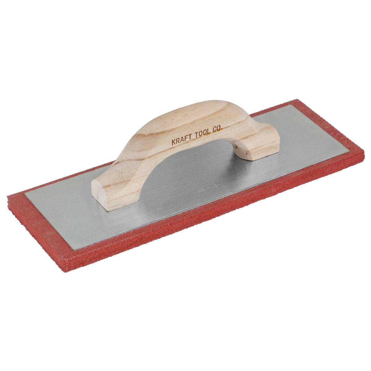 Kraft Tool PL384 12" x 4" x 1/2" Lightweight Red Rubber Float with Wood Handle