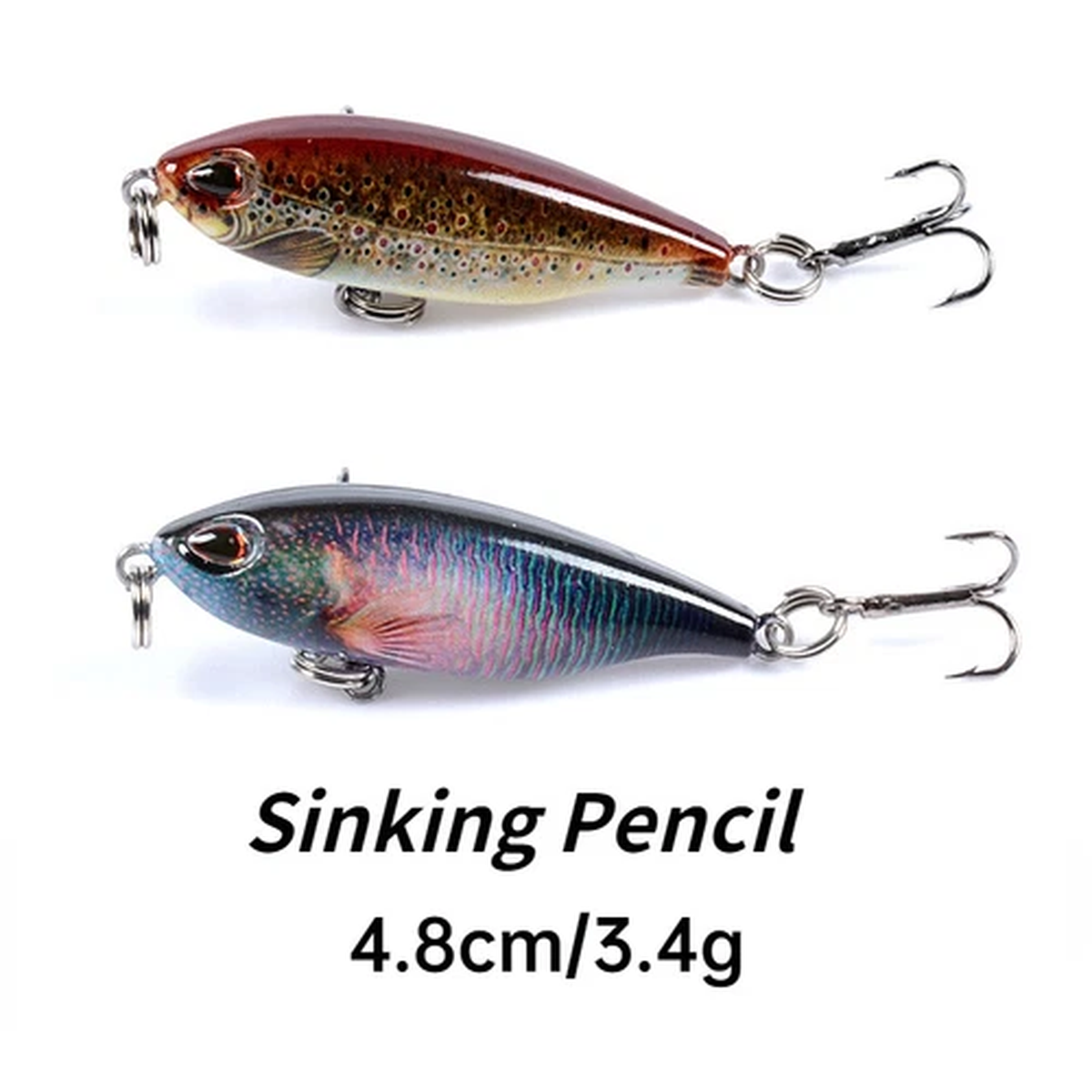 8Pcs Sinking Pencil Fishing Lures 4.8cm/3.4g Sea Bass Hard Bait Fishing Tackle