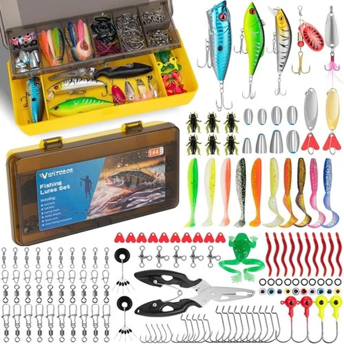 Fishing Lures Tackle Box W/ Tackle Included Crankbaits Spoon Hooks Weights