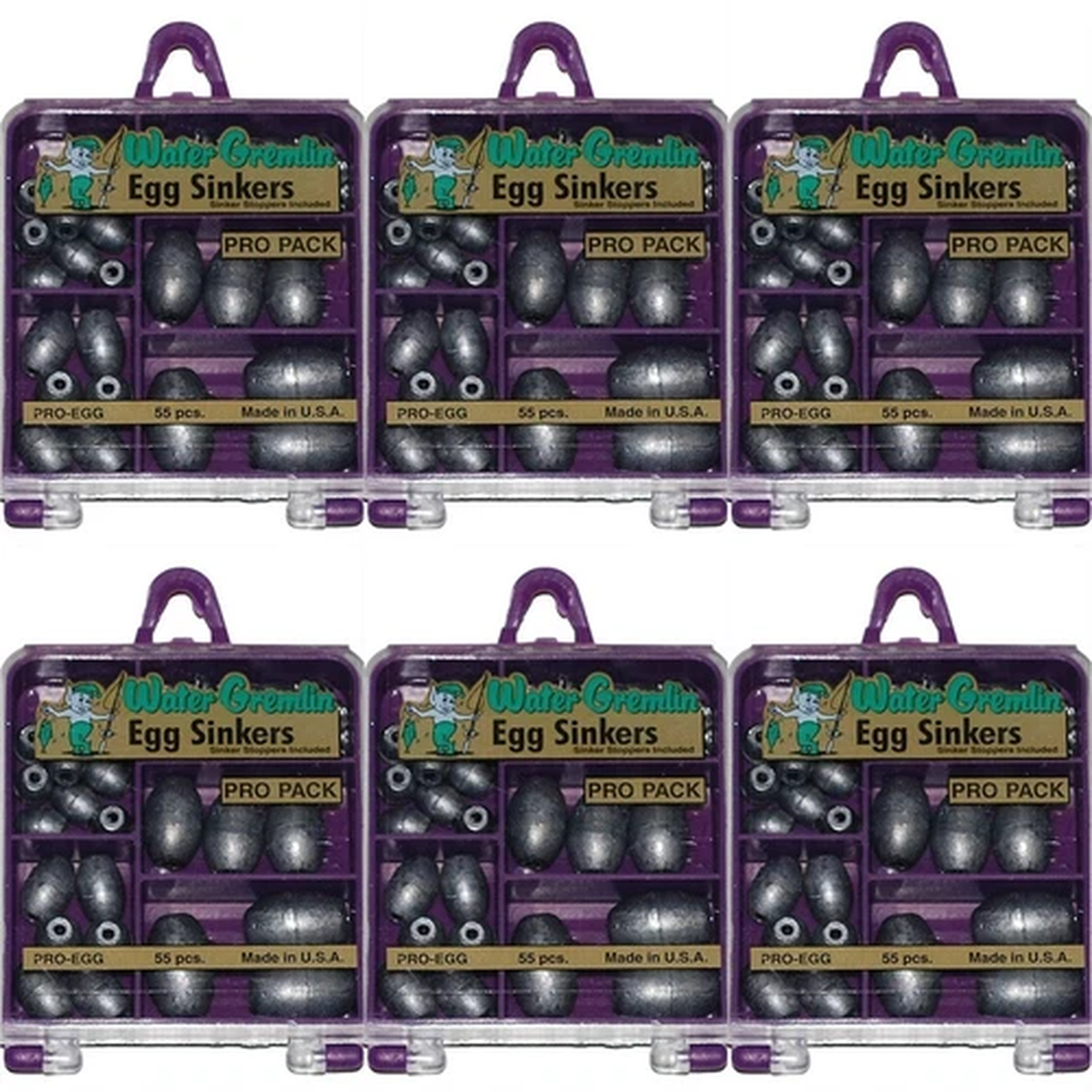 (6) Packs Water Gremlin Egg Sinkers Pro Pack (55 Pieces Per Pack) Brand New