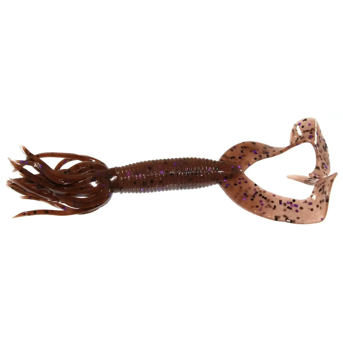 Gary Yamamoto 5" Double Tail Hula Grub - Cinnamon/Blk & Purple Flake 10pk