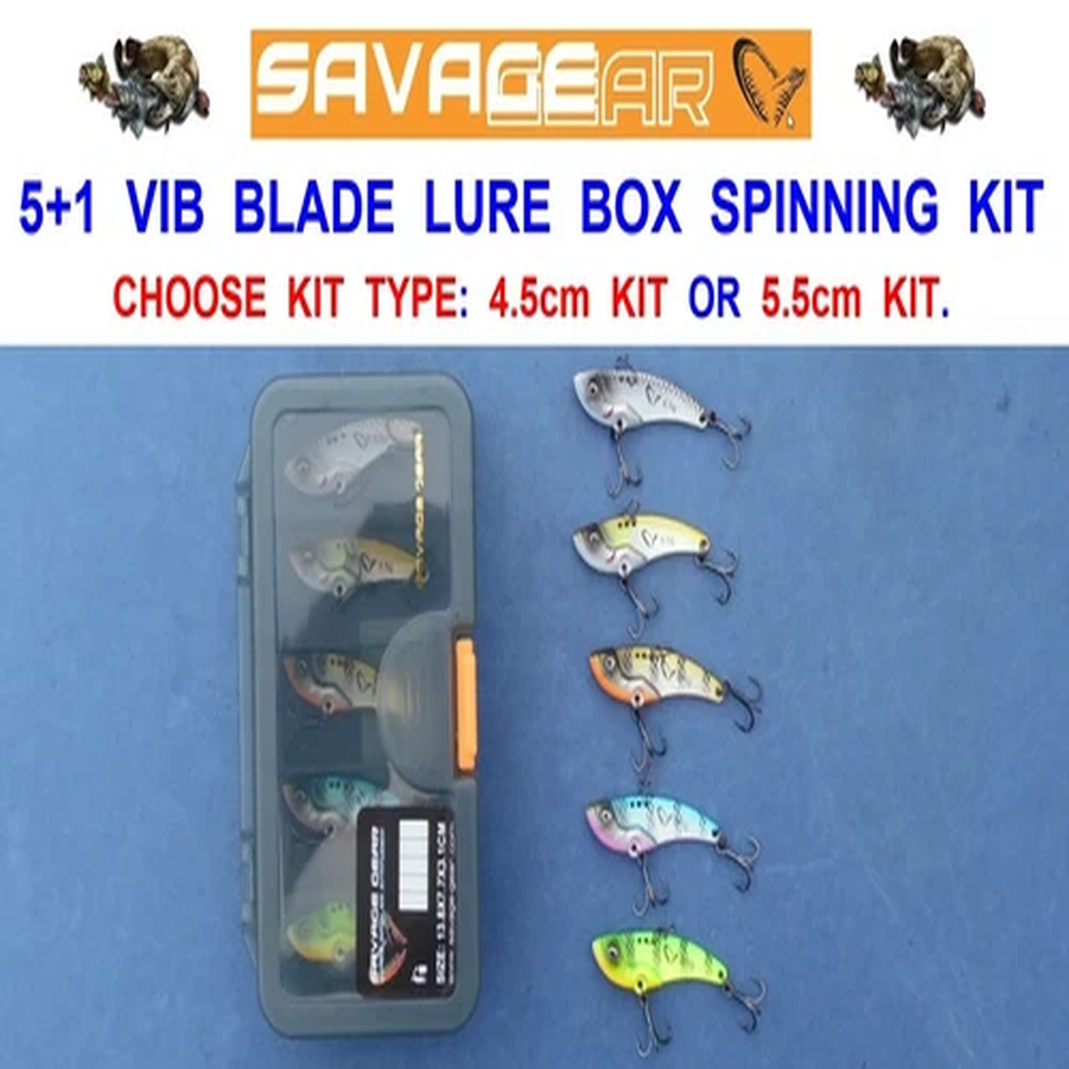 SAVAGE GEAR 1+5 VIB BLADE LURE BOX SPINNING KIT PIKE PERCH TROUT BASS SPINNER