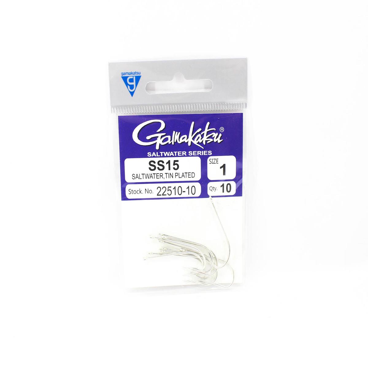 Gamakatsu 22510-10 SS15 Saltwater Tin Plated Hook Size 1 , 10/pack (3616)