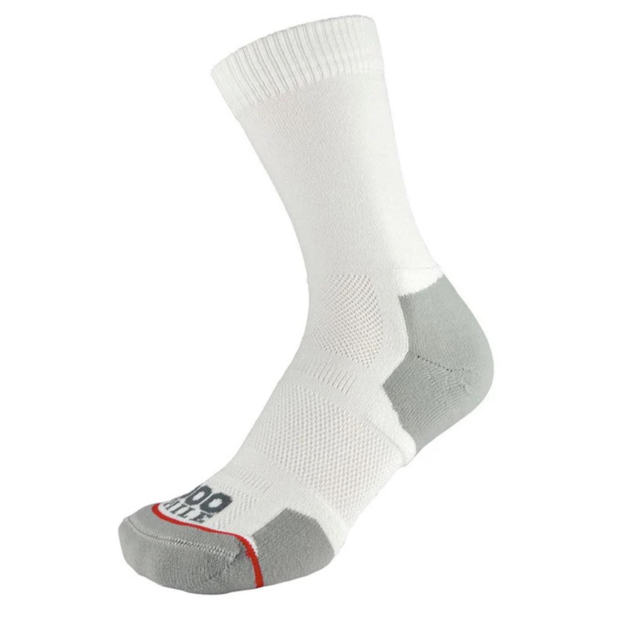 1000 Mile Men's Run Repreve Single Layer Crew Length Socks - 2 Pair Pack (White)