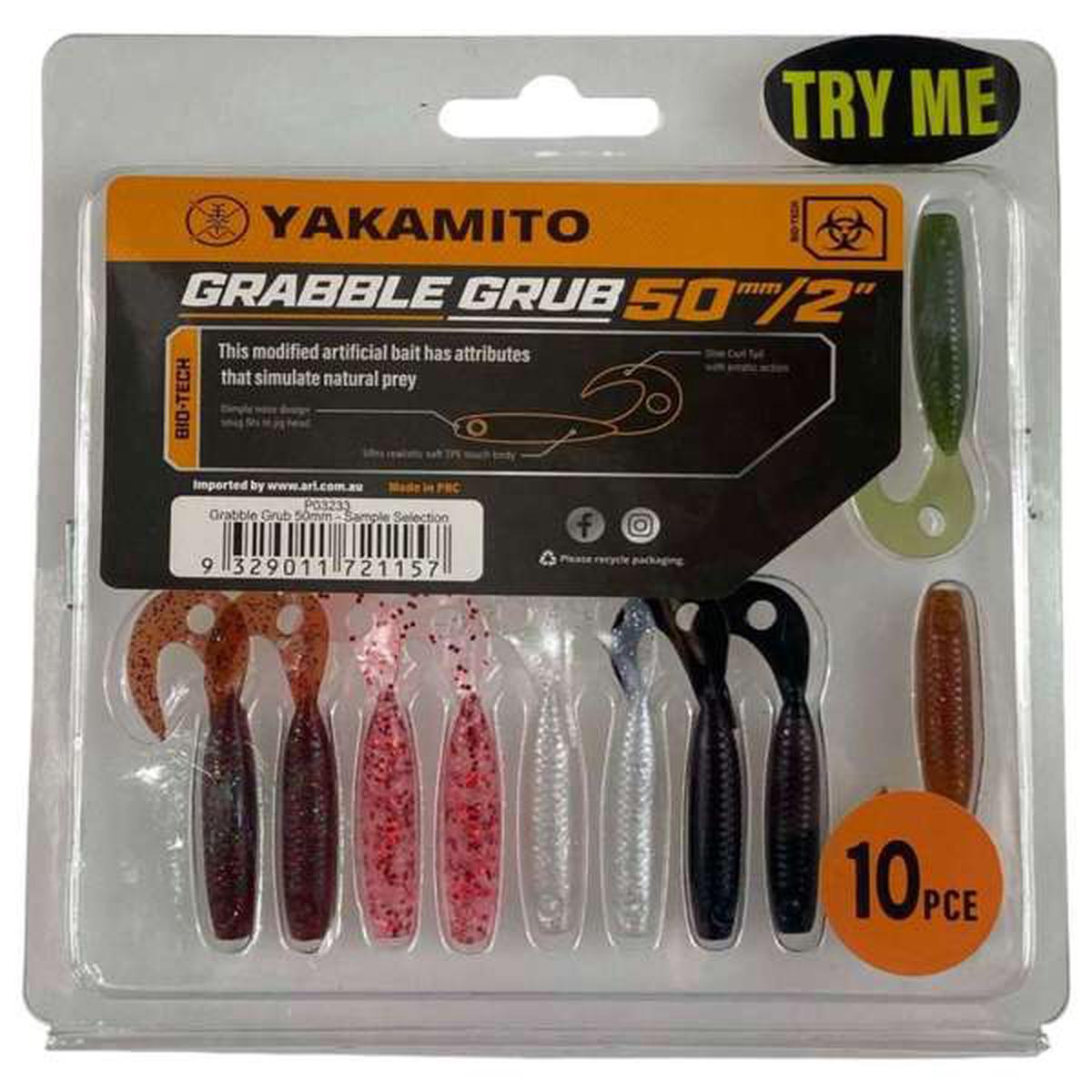 Yakamito Grabble Grub 50 Soft Plastic Grub Lure Mixed