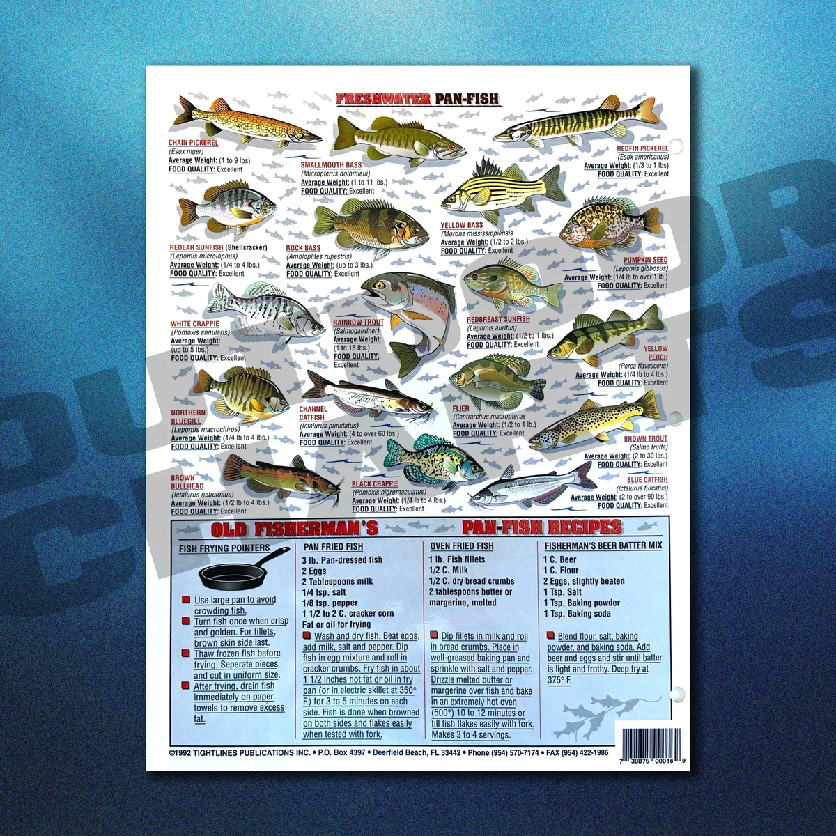 Tightlines Fish ID #7 Chart - Saltwater Pan Fish