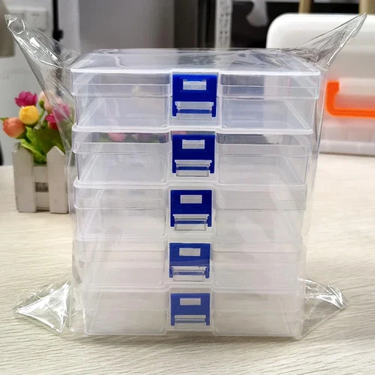 5pcs Transparent Lockable Storage Box Small Plastic Organizer for Fishing Gear