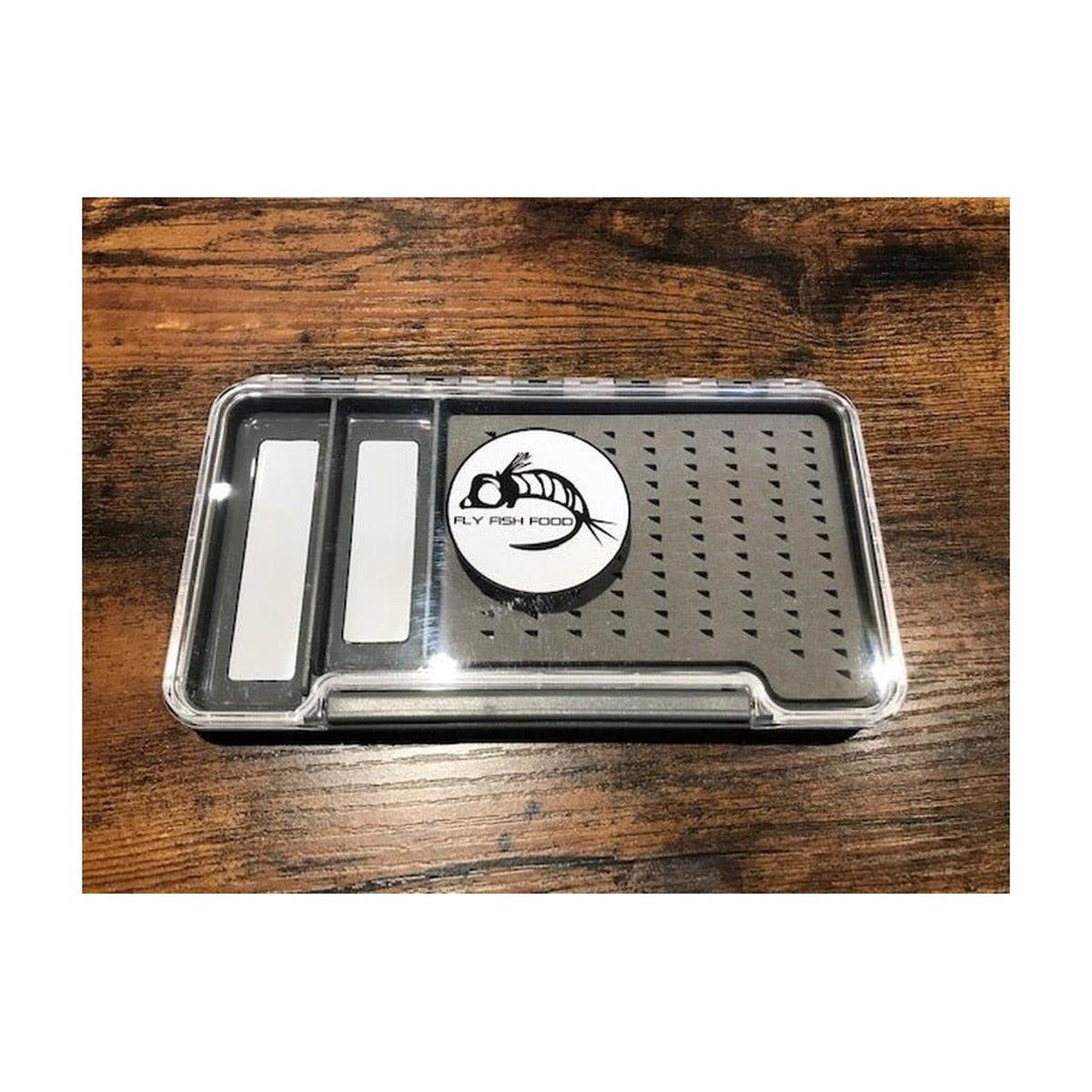 Fly Fish Food Logo Fly Box, Clear Single Sided with 2 Magnetic Compartments- Large