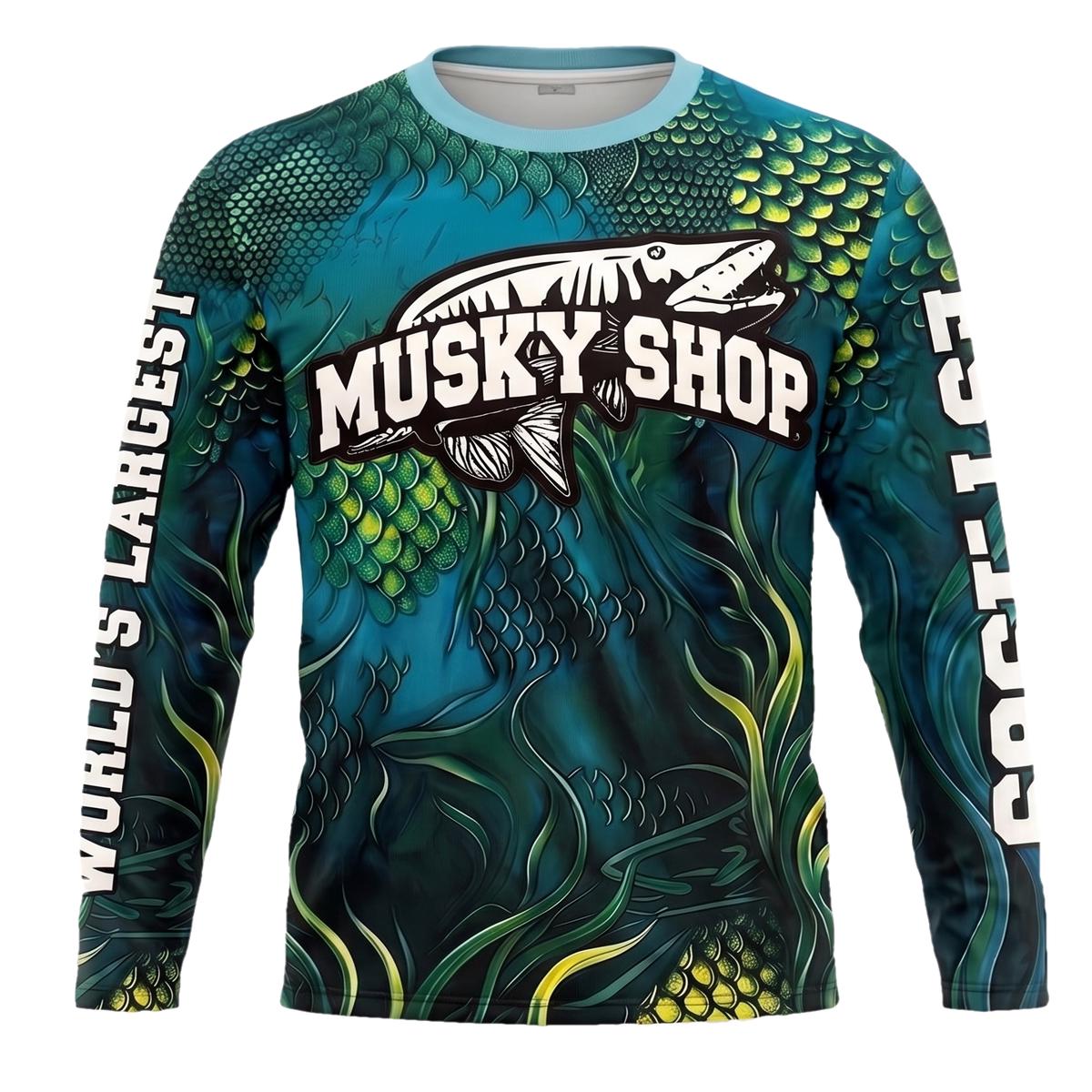 Musky Shop Green Weeds and Scales Long Sleeve Fishing T-Shirt
