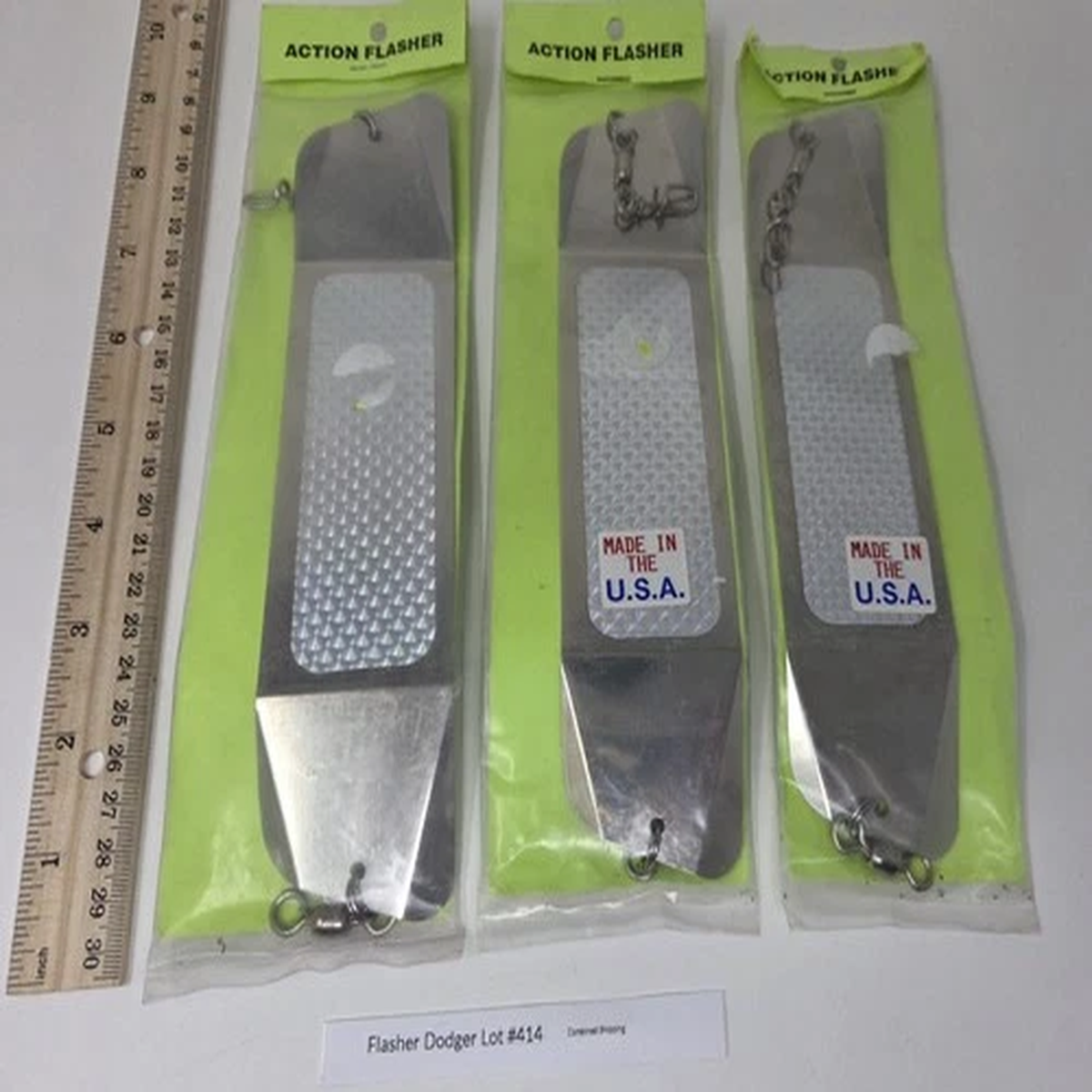 Flasher Dodger Lot #414 Vintage ALDERTON Tackle Co Action Chrome x3 8.5" NIP