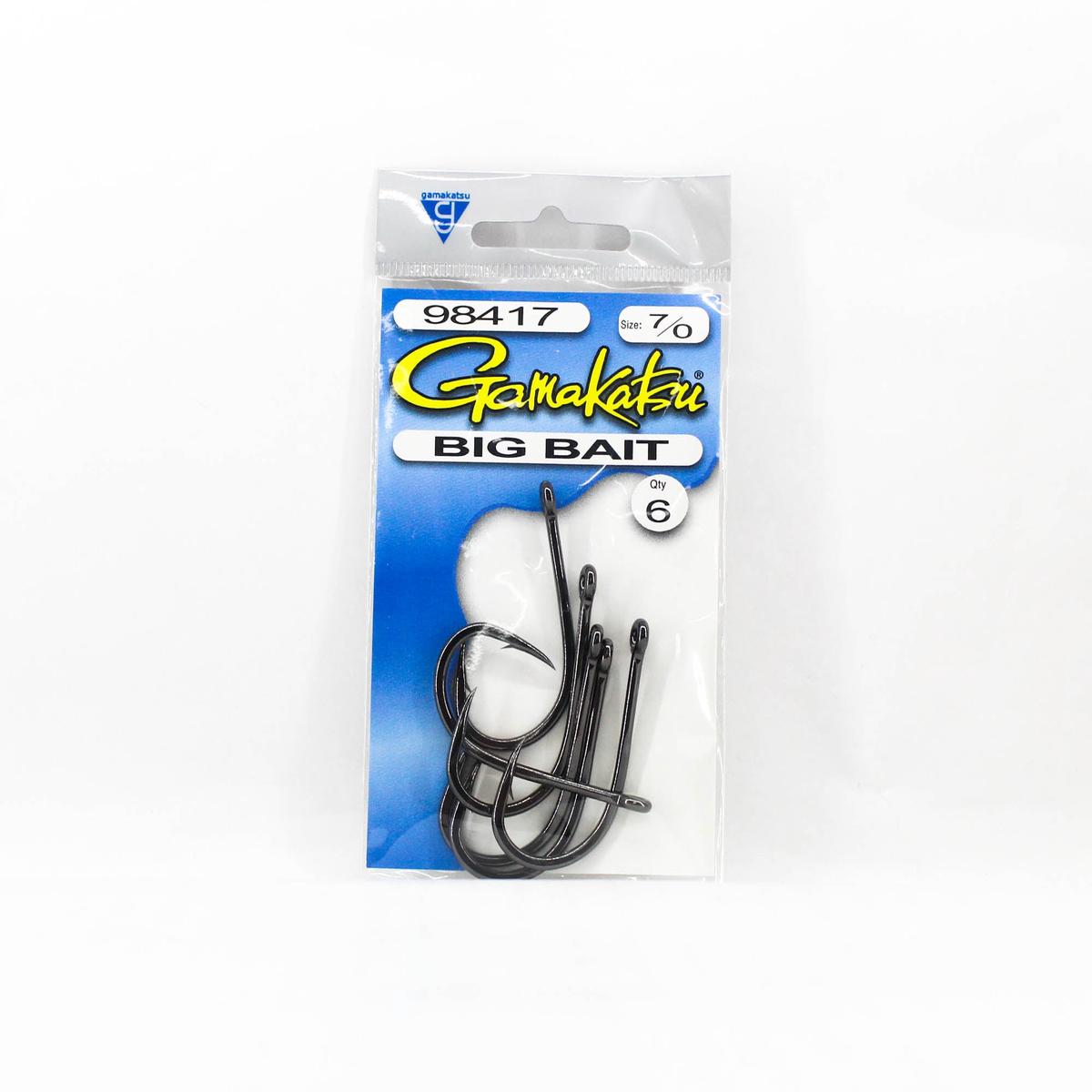 Gamakatsu 98417 Big Bait Hook NSB Size 7/0, 6 Per Pack (9267)