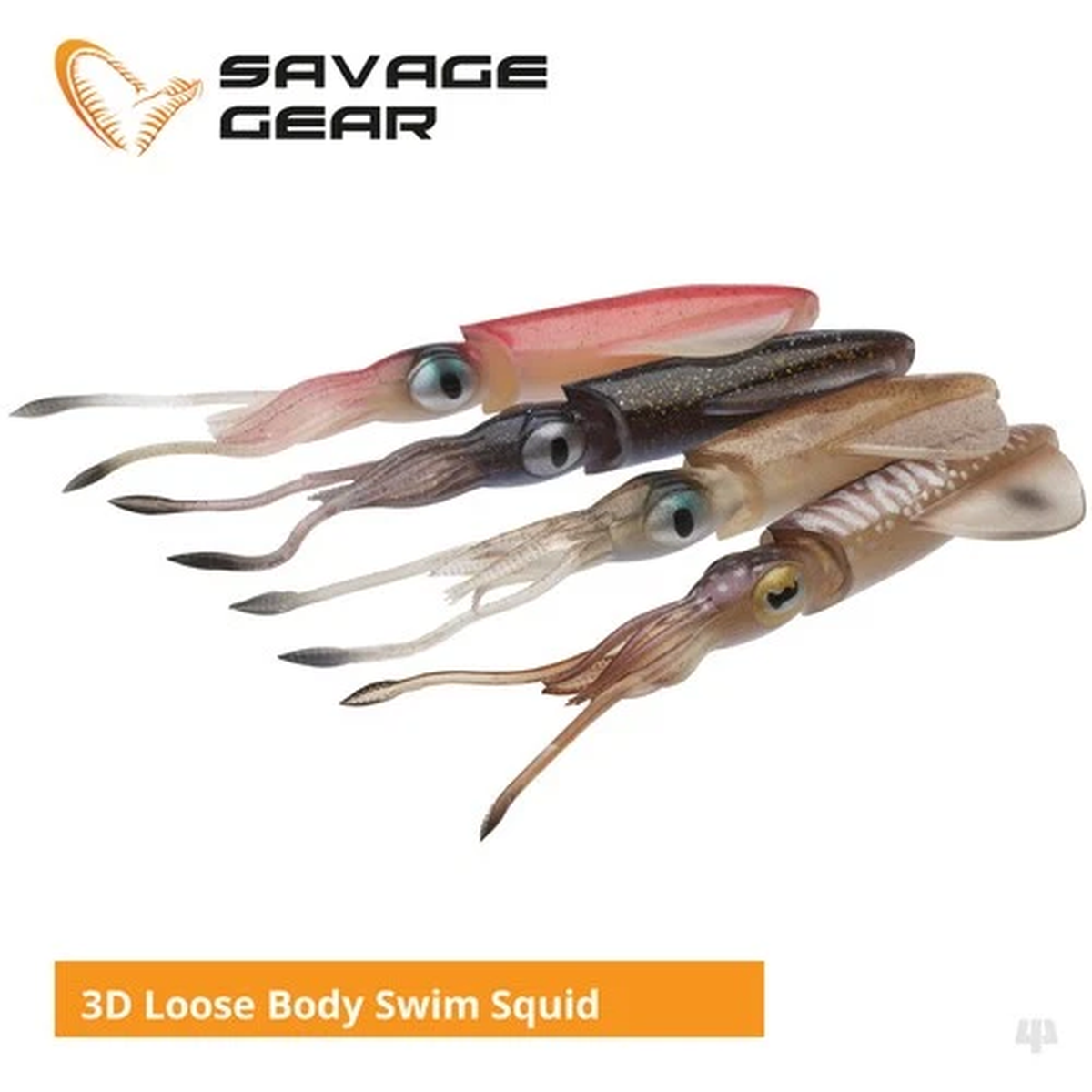 Savage Gear 3D Loose Body Swim Squid Lures - Cod Bass Snapper Sea Fishing Tackle
