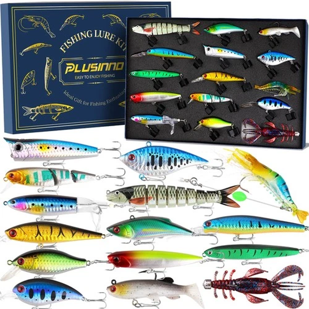 Fishing Lures Tackle Box Bass Freshwater Saltwater Trout Gear Bait Gifts