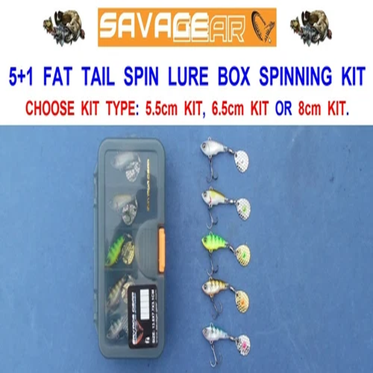 NEW SAVAGE GEAR 1+5 FAT TAIL SPIN LURE BOX SPINNING KIT PIKE PERCH TROUT BASS