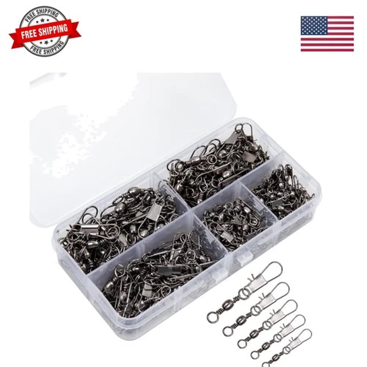 200PCS High Strength Heavy Stainless Steel Split Ring Lure Connector Swivels ...