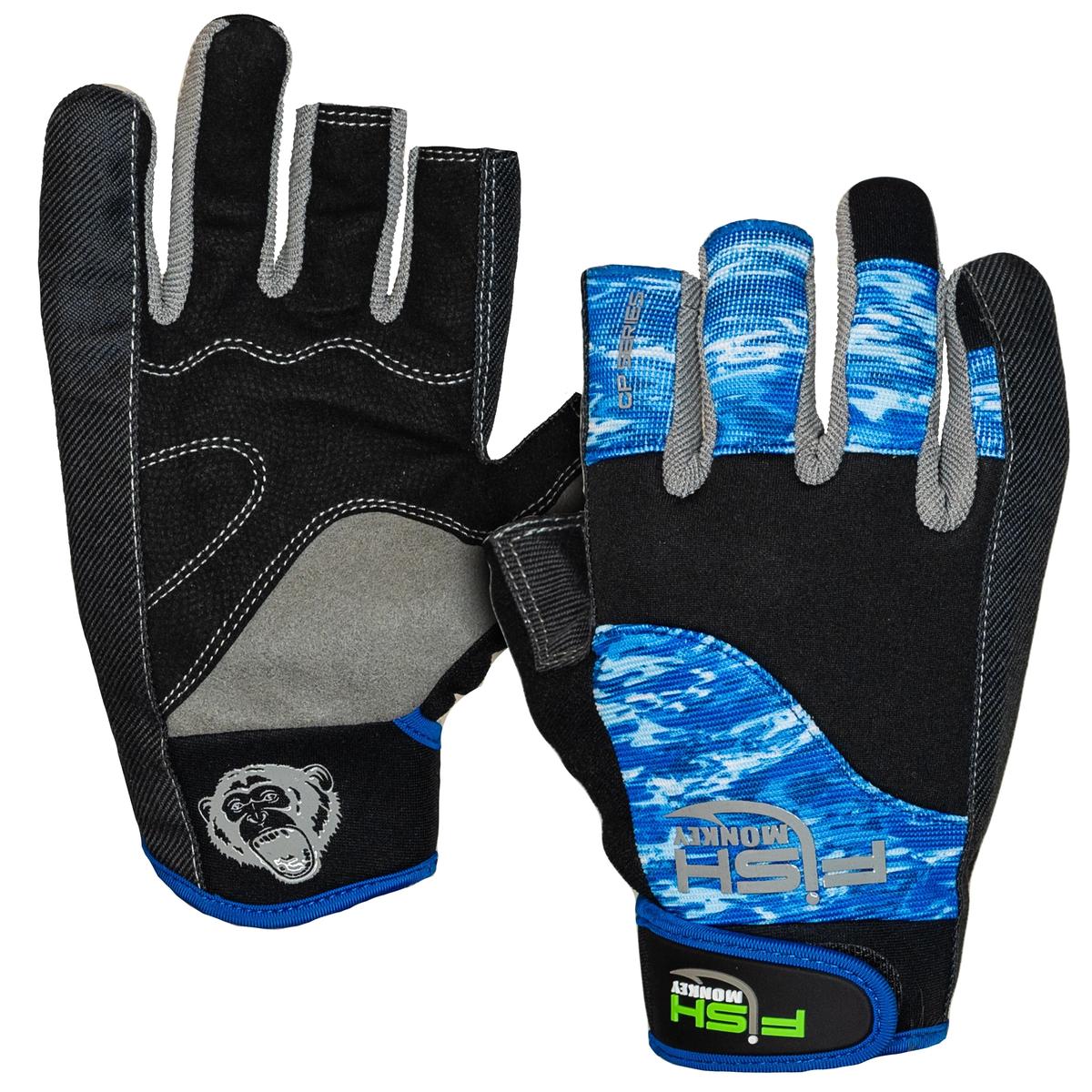 Fish Monkey Quick Release Kevlar Leader Grip Fishing Glove- Bluewater Camo