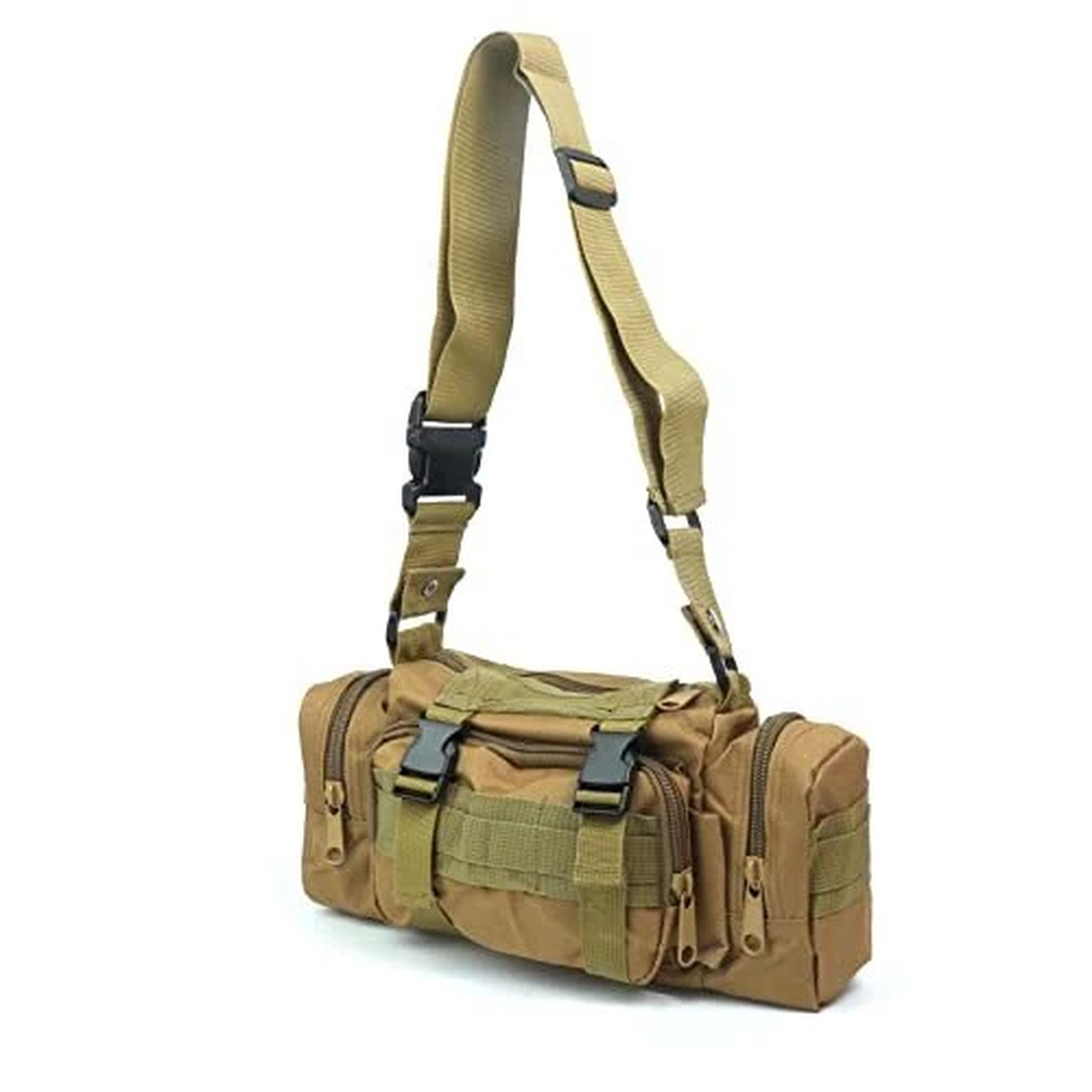 Fishing Bag Fishing Tackle Bag with Rod Holder Water-Resistant Waist Tan