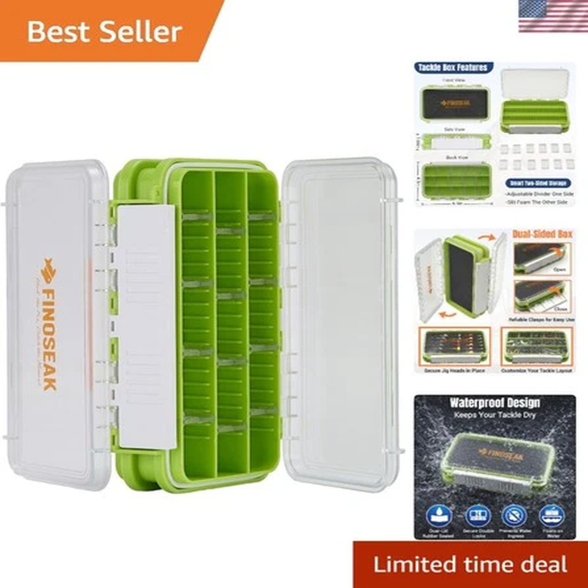 Compact Dual-Sided Waterproof Tackle Box with Slit Foam - Secure Gear Organizer