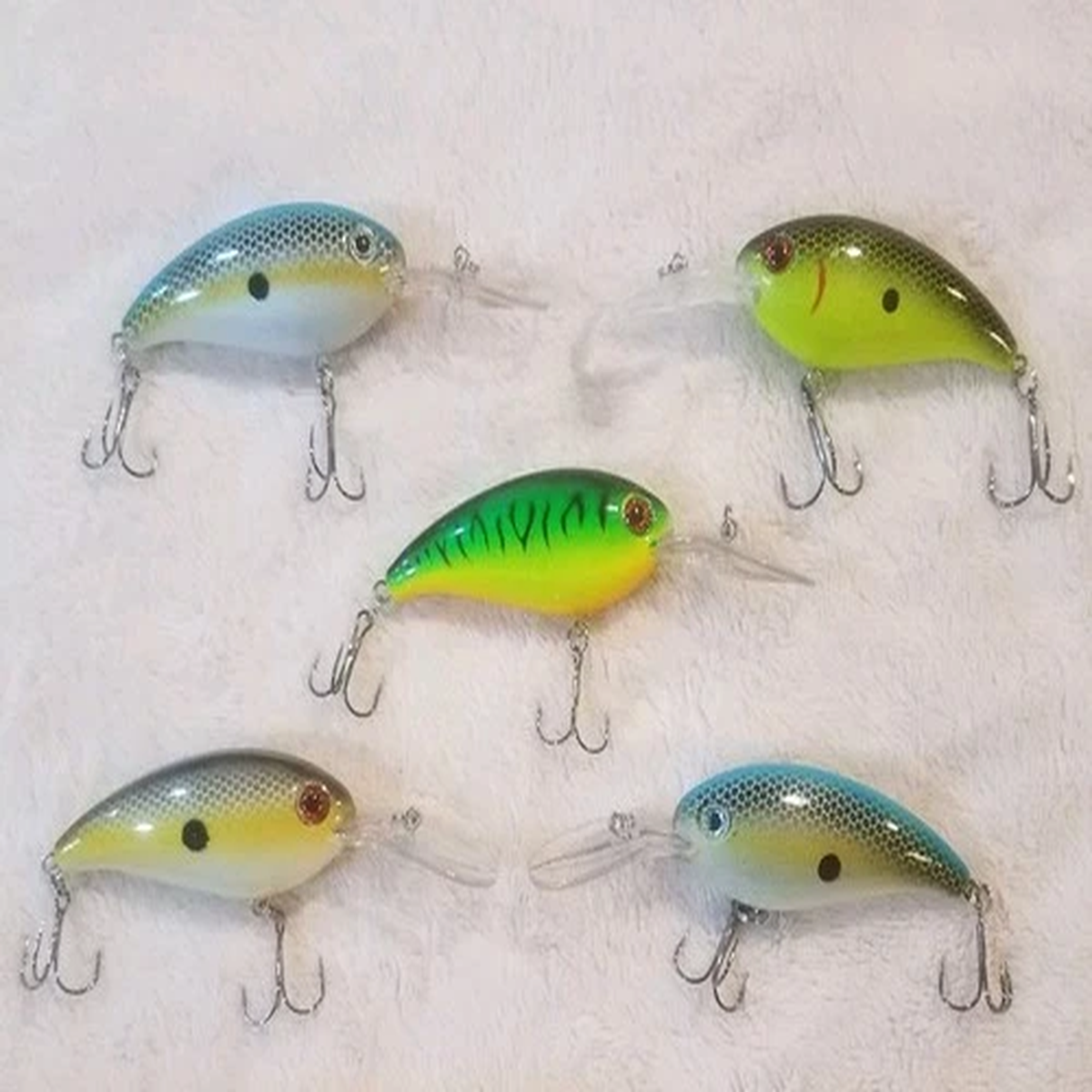 5 Crankbait Lures, Deep Diver, Jerk Bait, Wobble, Nice Rattle, Fishing Tackle