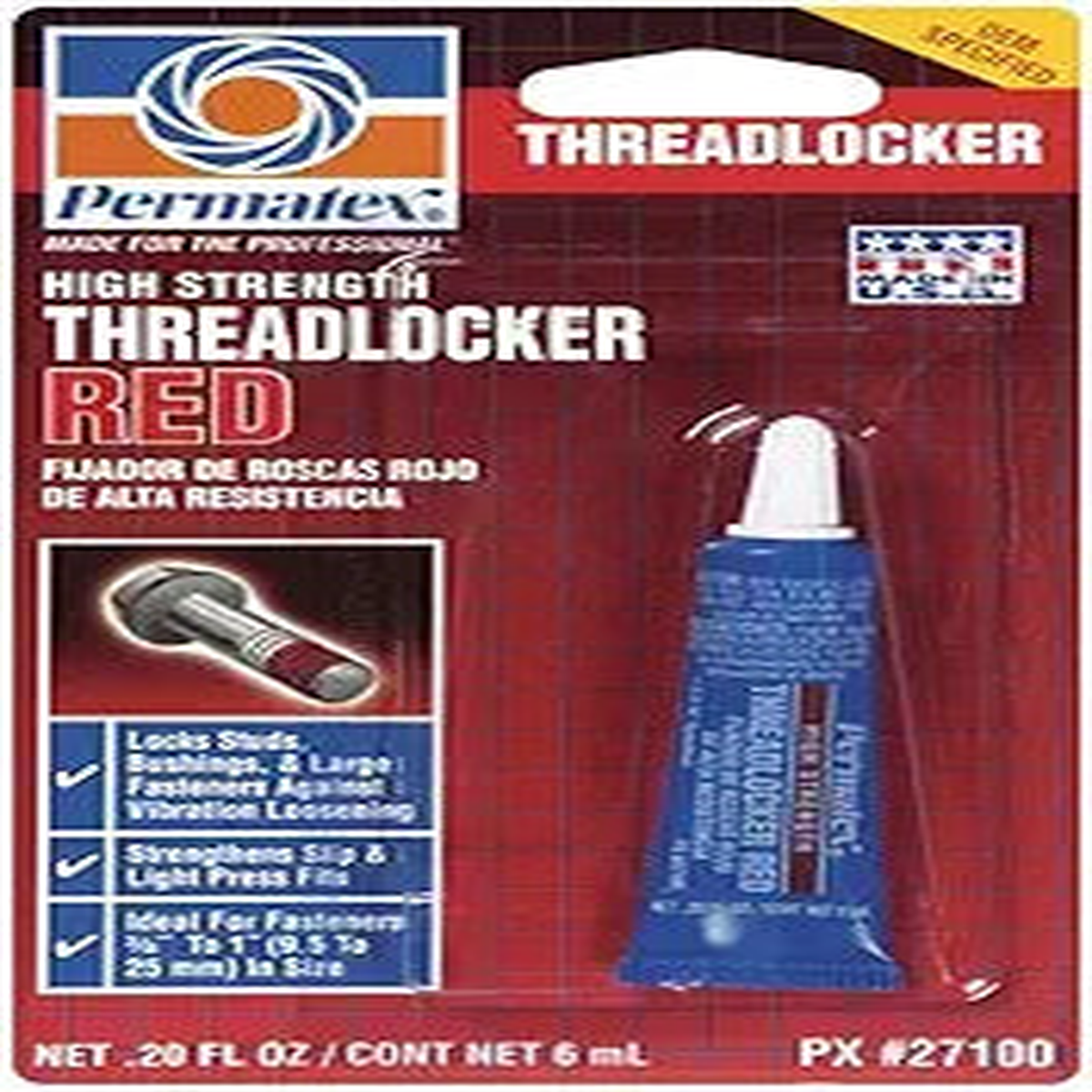 Permatex 27100 .20 Ounce Red High Strength Threadlocker.