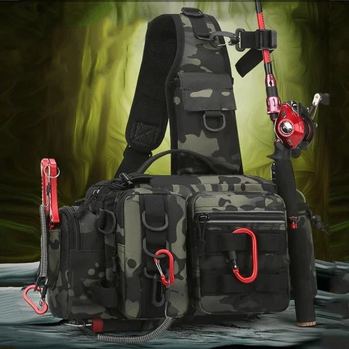 NEW Tactical Fishing Tackle Bag for Men Crossbody Chest Waist Pack Gear Storage