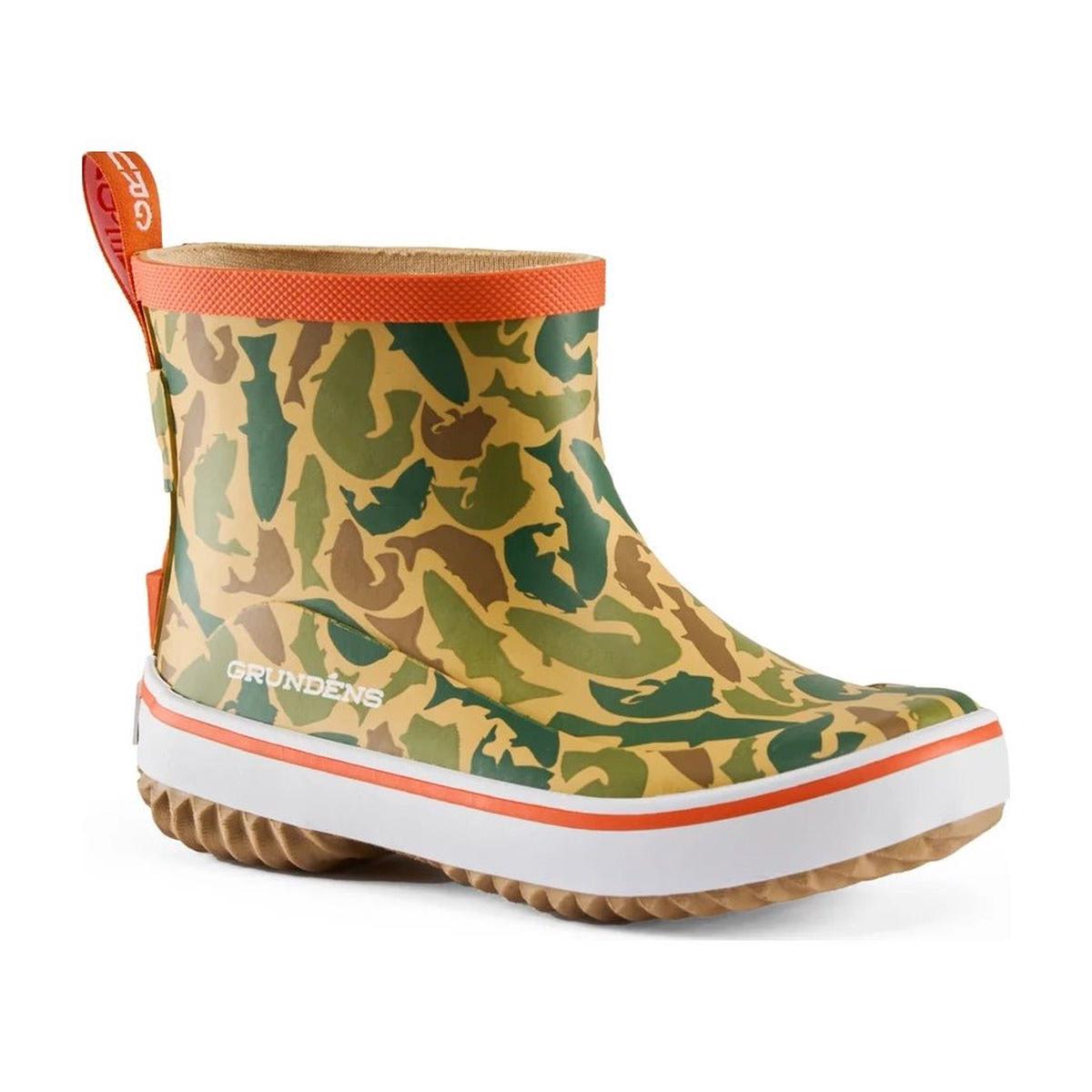 Grundens Kid's Guppy Rain Boot - Fish Camo