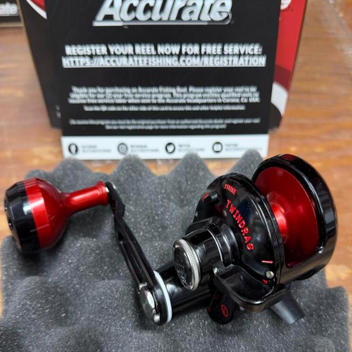 Accurate VT-300CL-BR Valiant Twindrag 300 Lefty Reel With Clicker V2 Black/Red Next Gen Handle