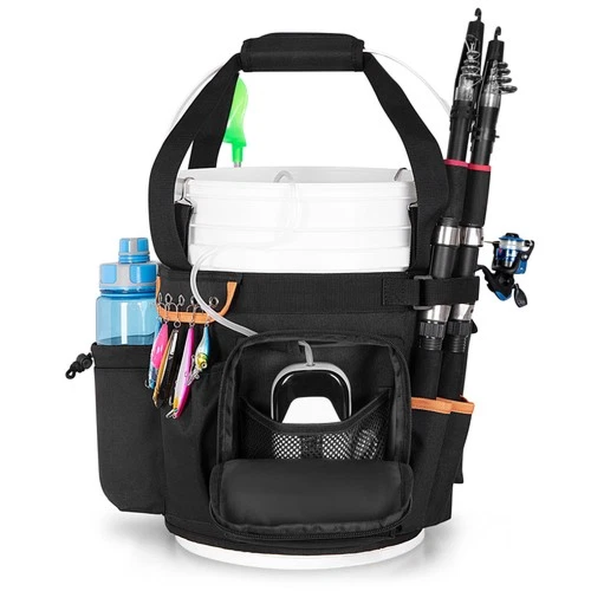 Fishing Bucket Organizer for 5 Gallon Bucket with Adjustable Buckle Rod and P...