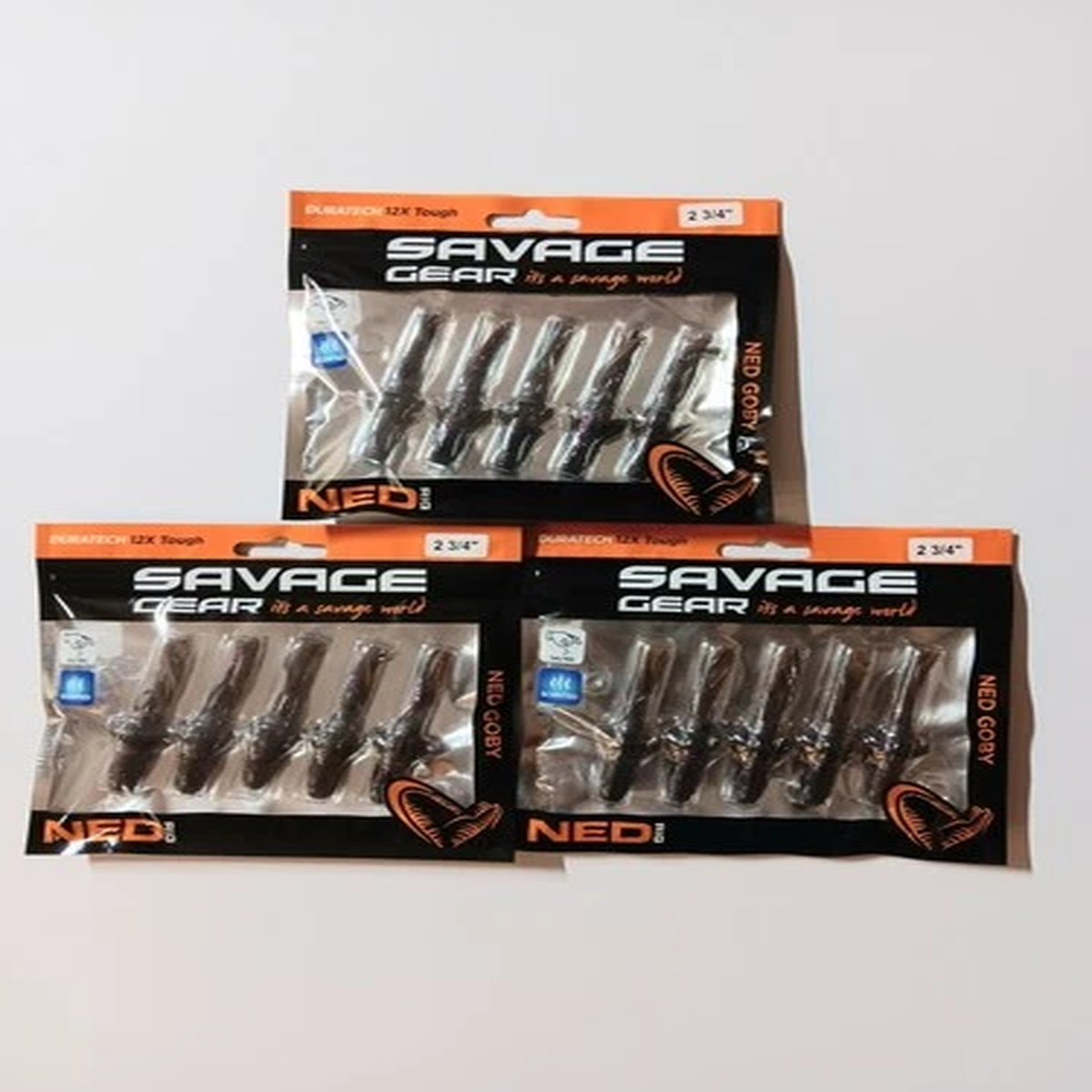 3 Packs Savage Gear Ned Rig Ned Goby 2&3/4". Duratech 12X Tough. Peanut Butter A