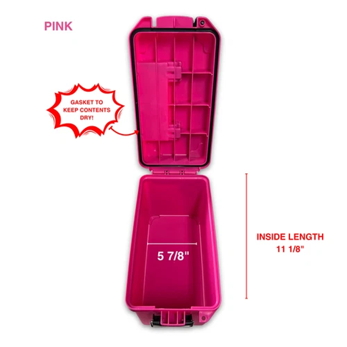 Pink Waterproof Dry Box Storage Case w/ Gasket Seal Handle Camping Ammo