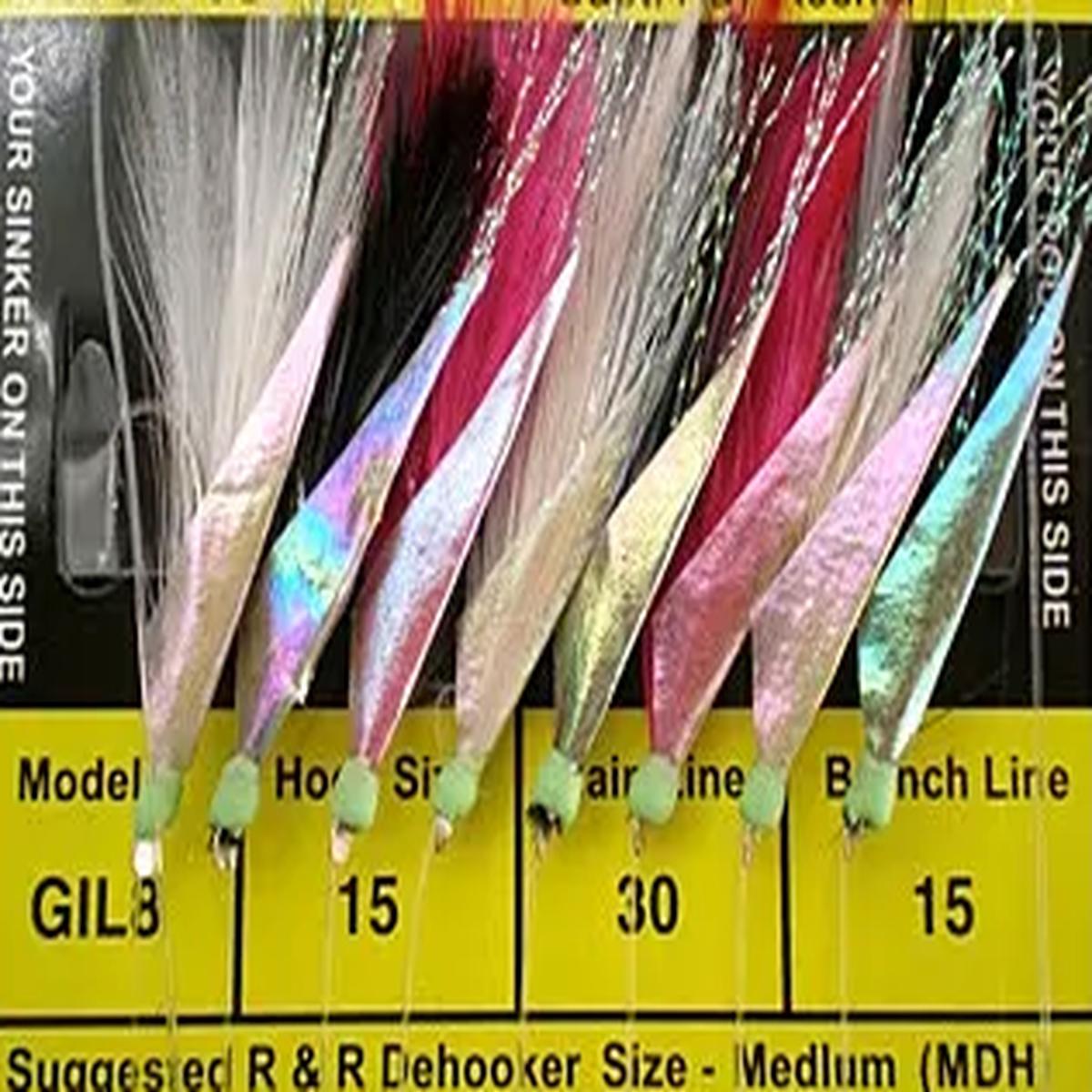 R&R Tackle Sabiki Goggle Eye Rig 8 Hook, #15 SS Hook S, 30lb, 15lb GIL-8