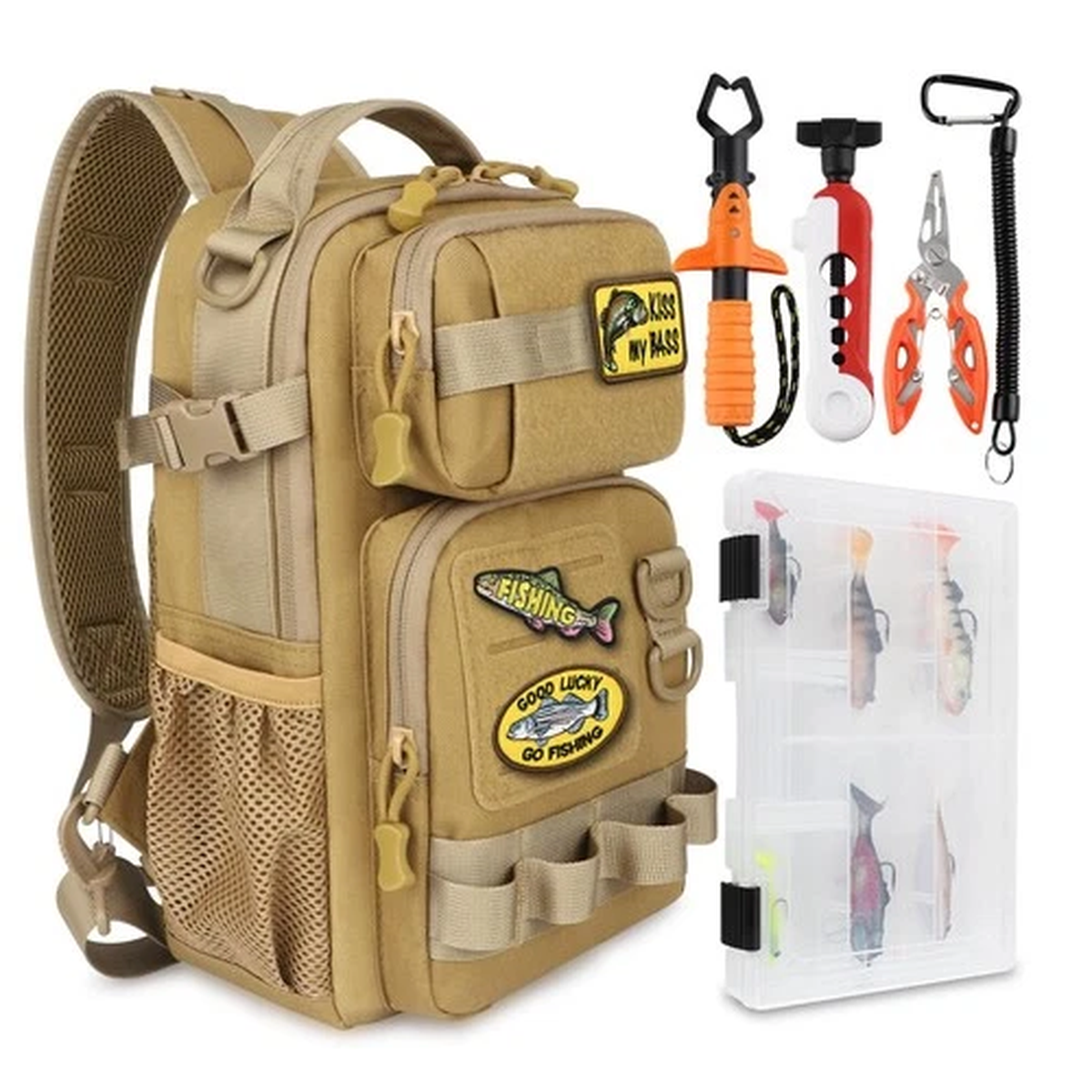 Dovesun Small Fishing Backpack Fishing Sling Bag with 3600 Tackle Box Small T...