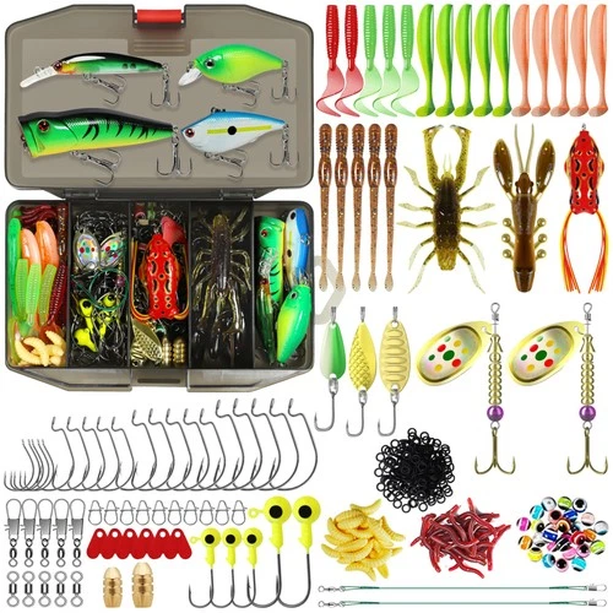 Complete Fishing Lures - Tackle Box with Tackle Included - Crankbaits, Minnow...