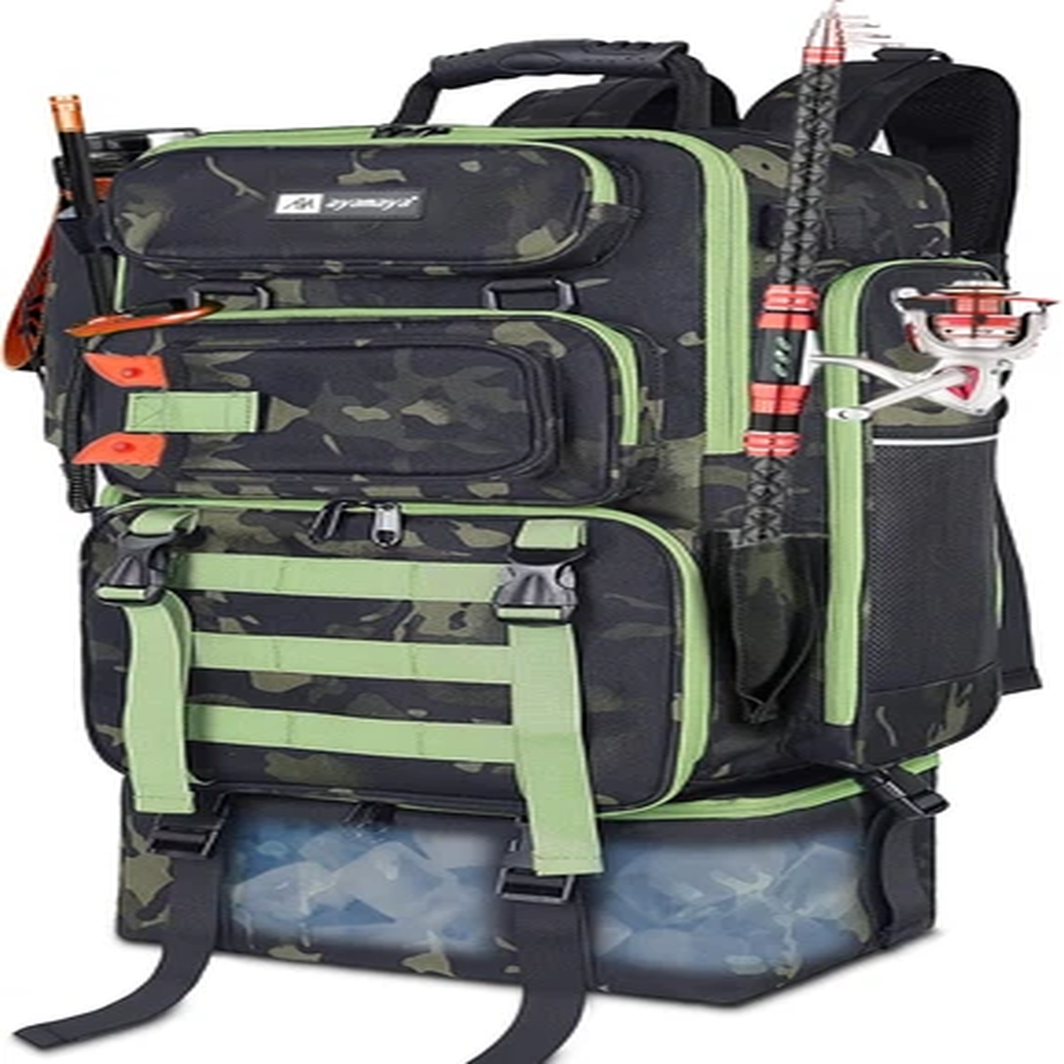 Fishing Backpack with Cooler, 45L Tackle Bag & Rod Holders for Outdoor Gear