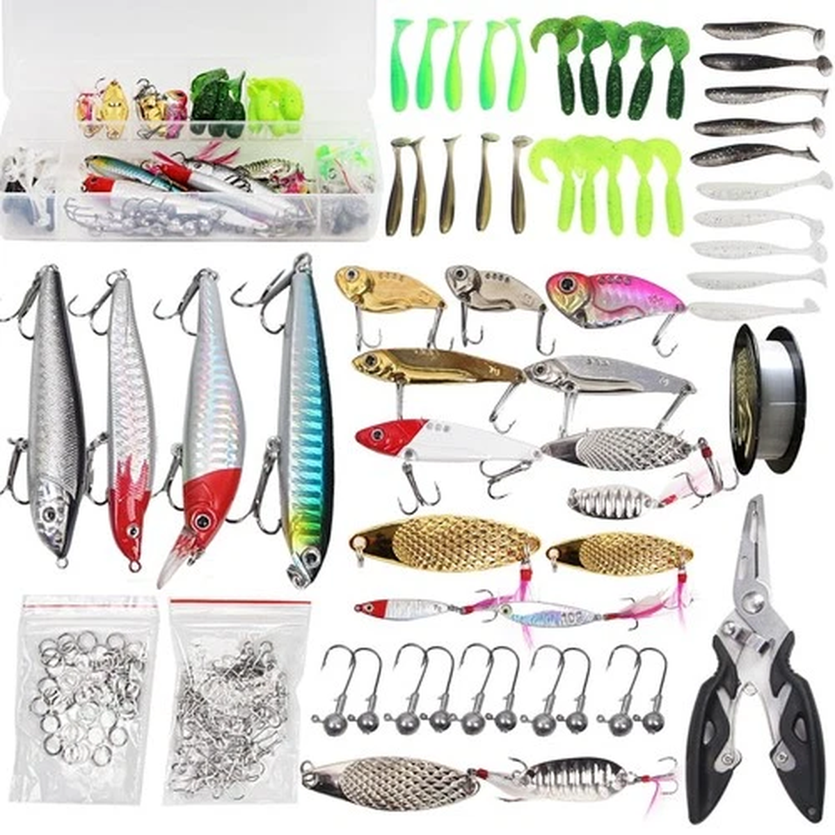 Surivales Fishing Lures 161PCS Accessories Kit, Tackle Box With Crankbaits, S...