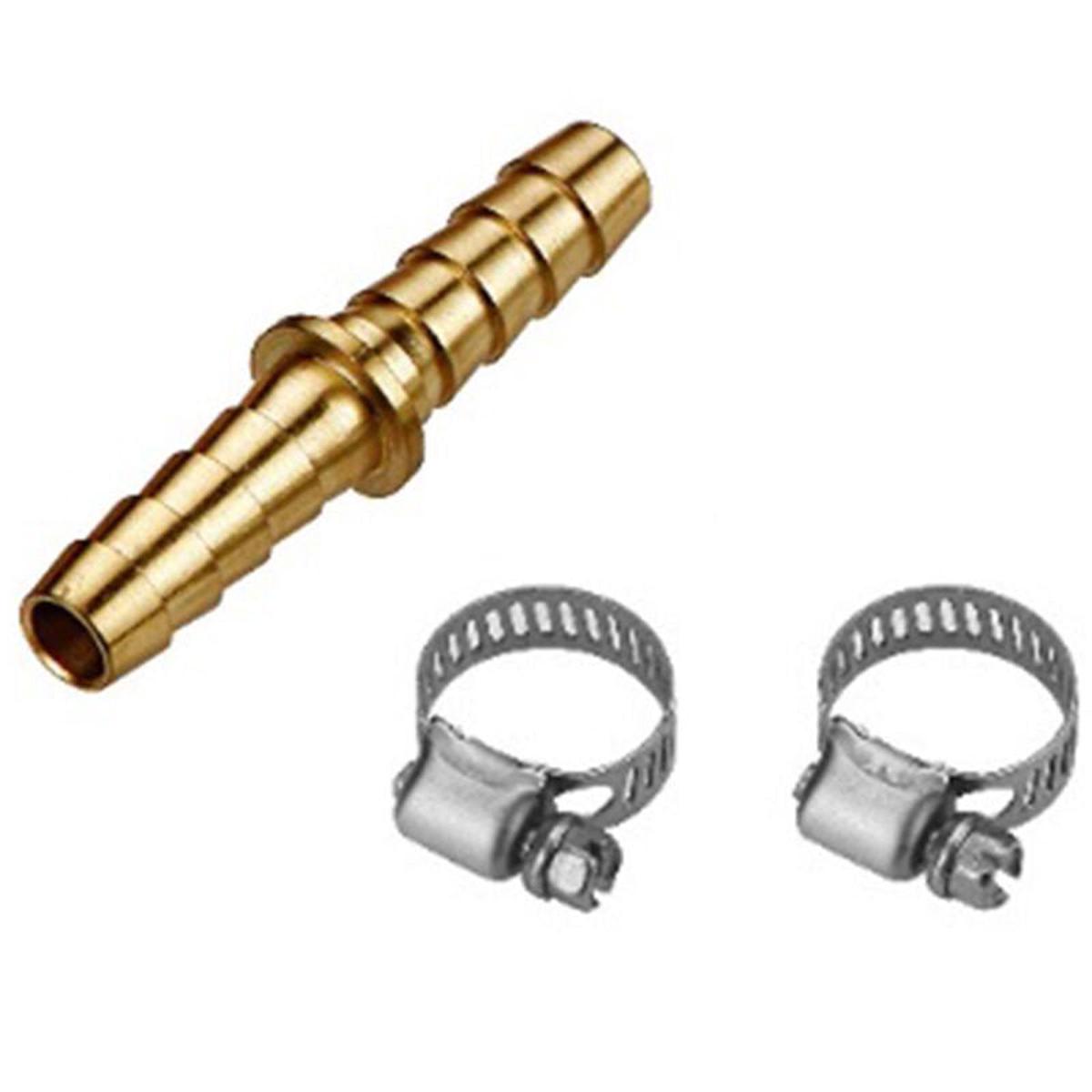 Moeller 1/4" Barbed Fuel Hose Mender with Stainless Steel Clamp.